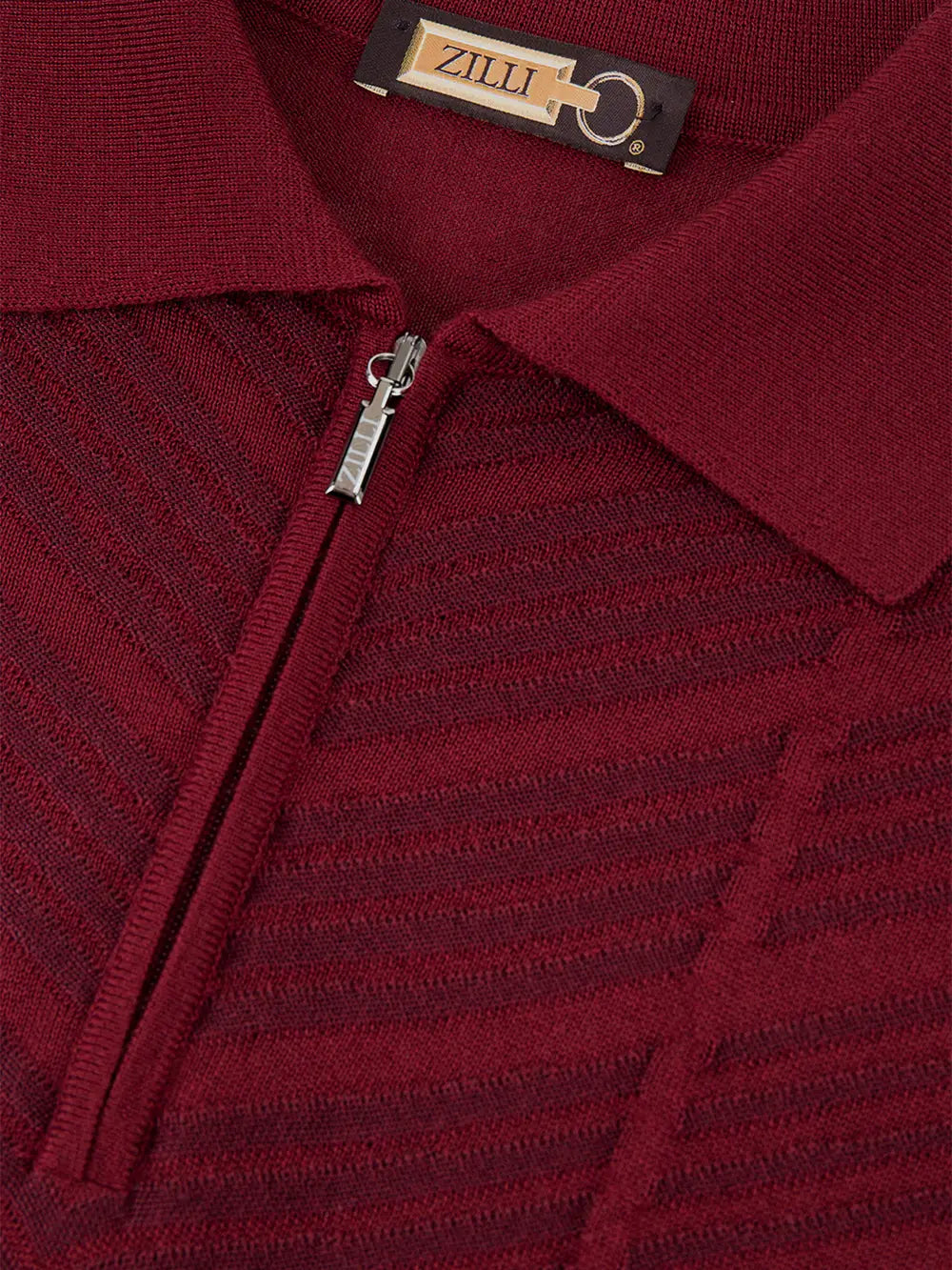 Zipped Polo with Linear Pattern