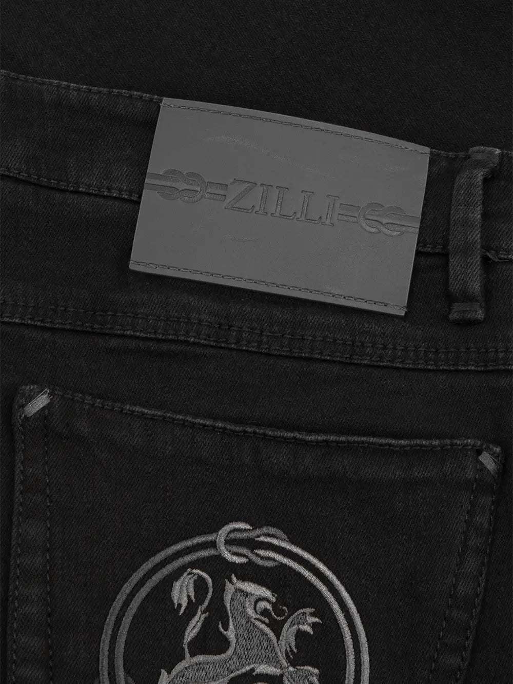 Jeans with Lion Circle Embroidery