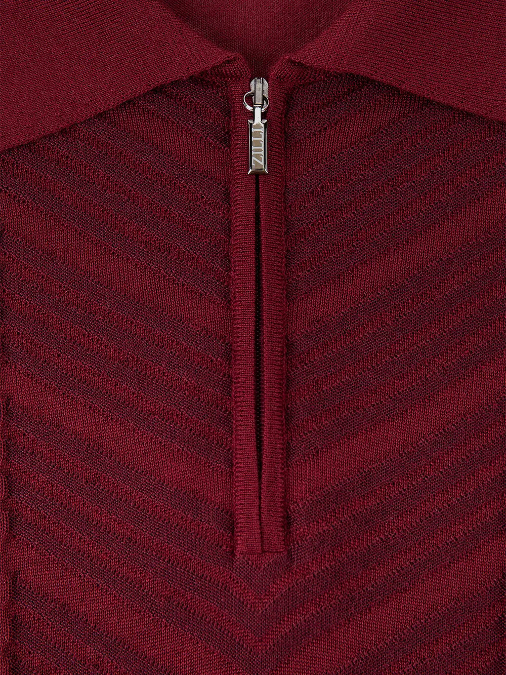 Zipped Polo with Linear Pattern