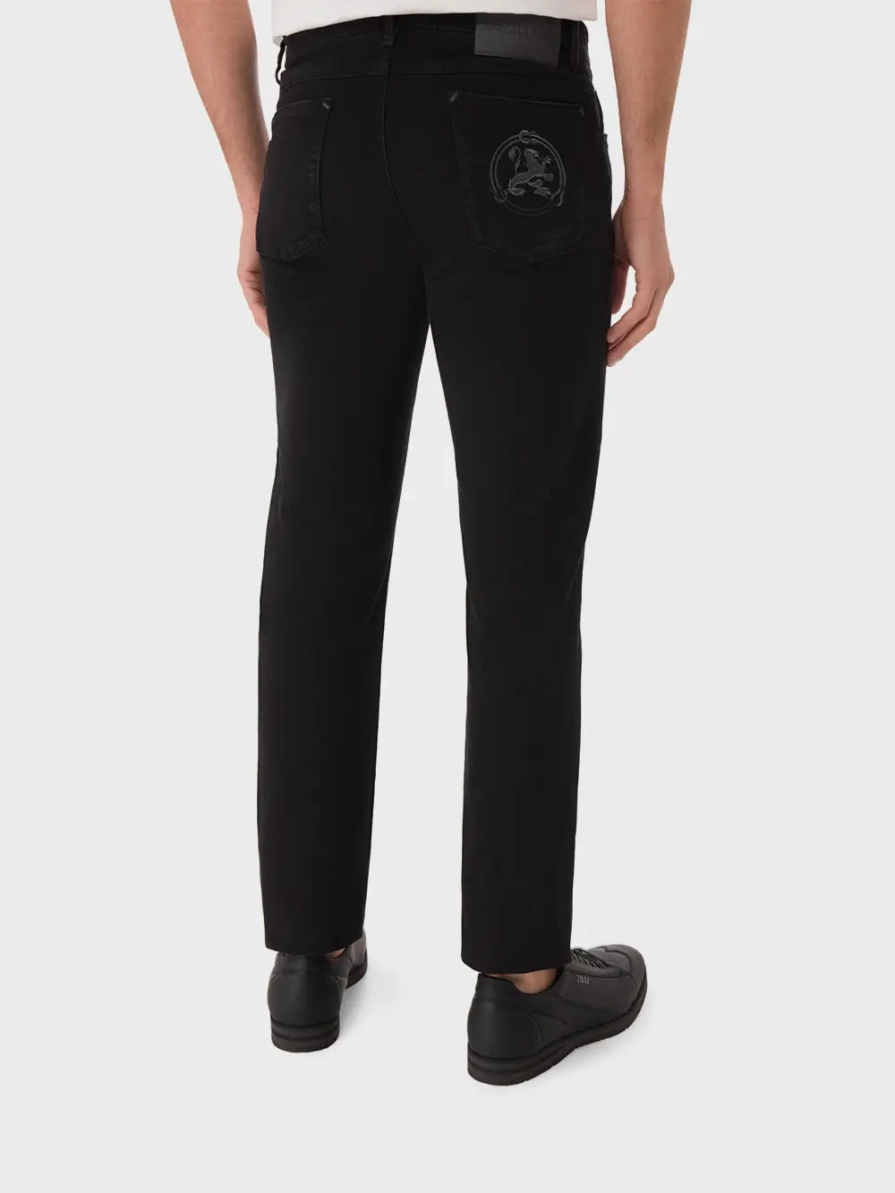 Jeans with Lion Circle Embroidery