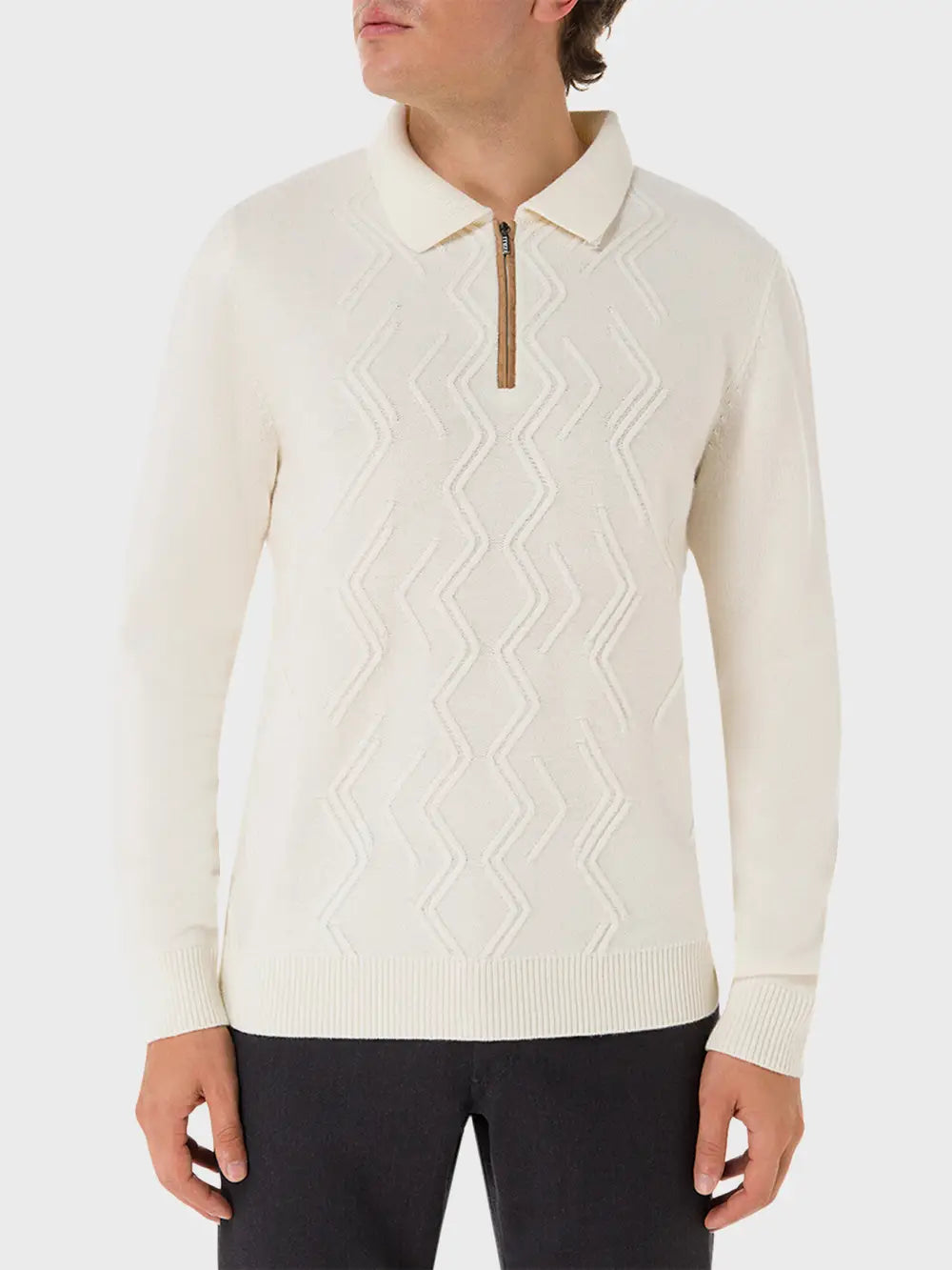 Zilli Mirror Lozenges Jacquard Weave Zipped Polo