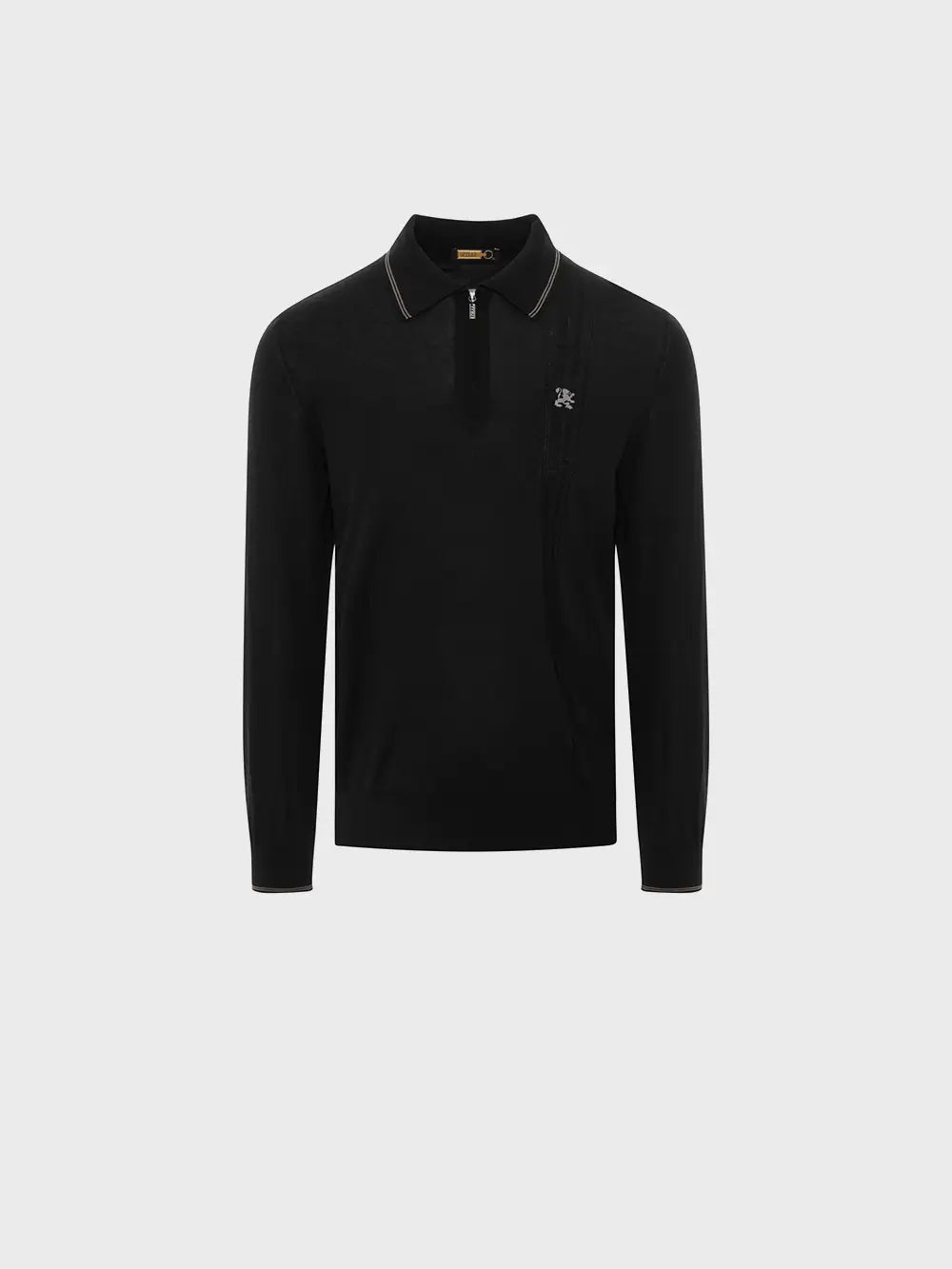 Long Sleeve Zipped Polo with Micro Griffon Embroidery