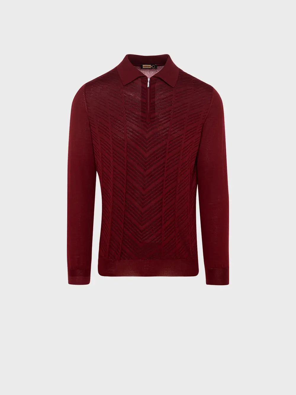 Zipped Polo with Linear Pattern