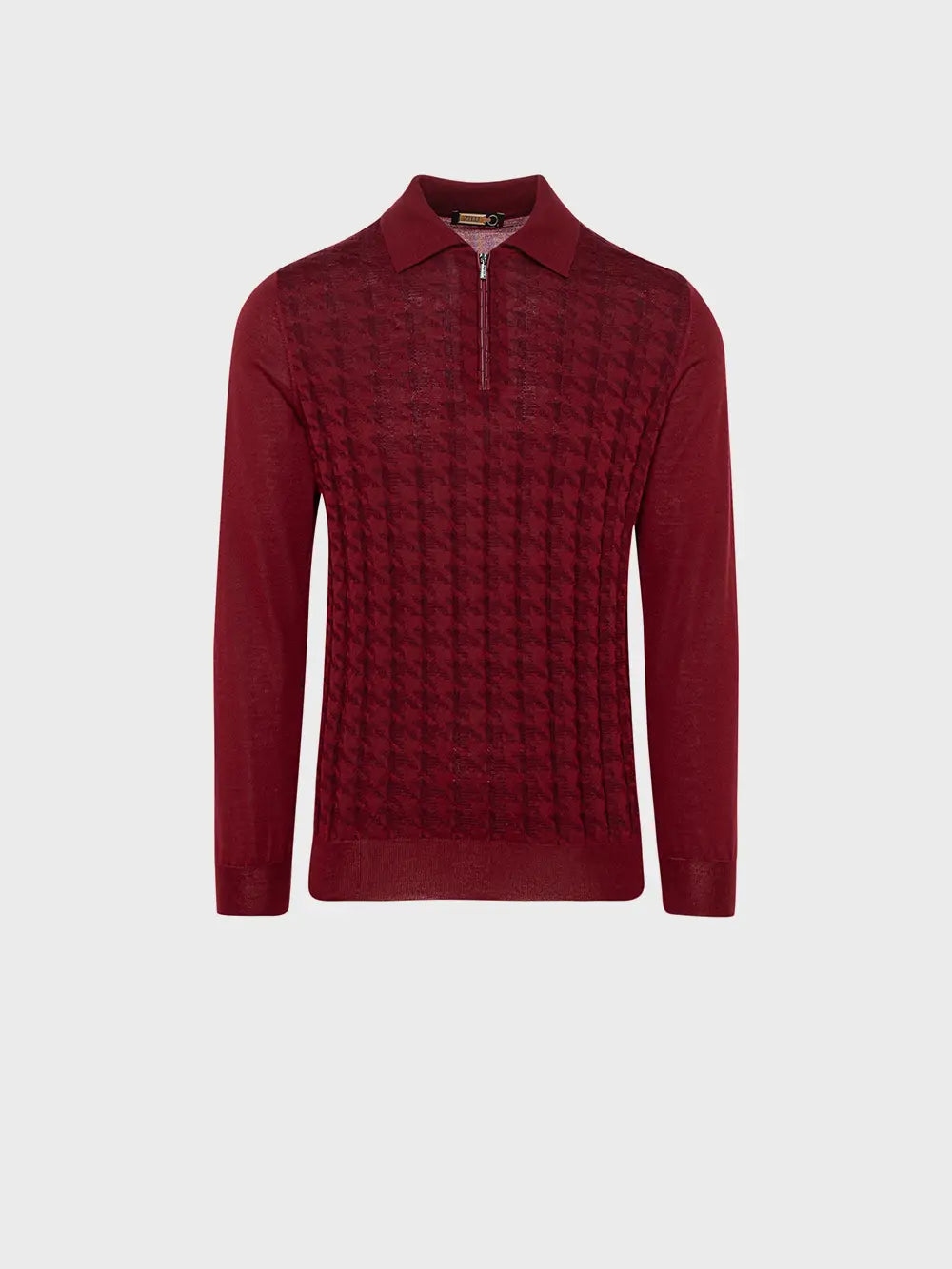 Long Sleeve Zipped Polo with Crocodile Details