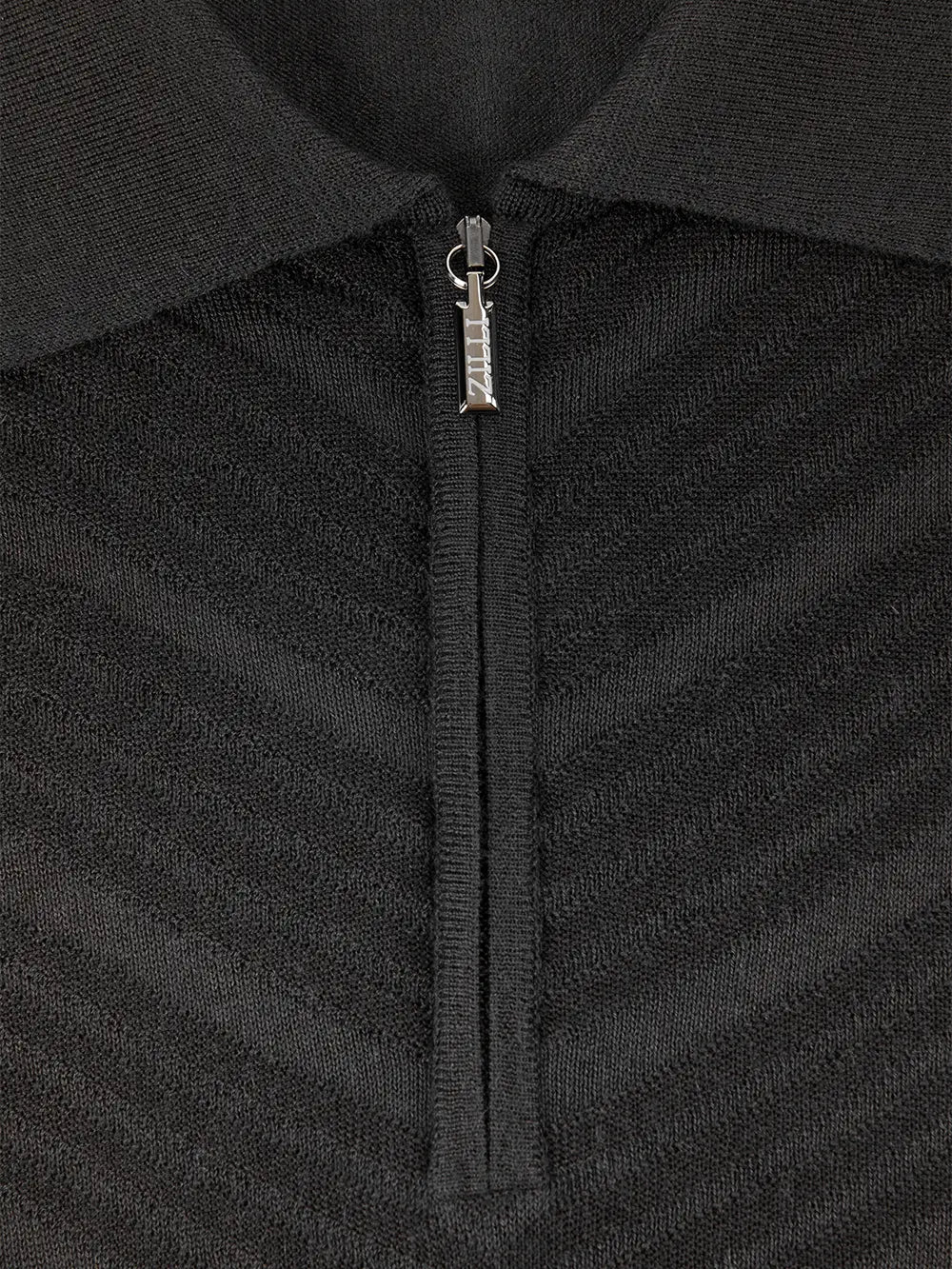 Zipped Polo with Linear Pattern