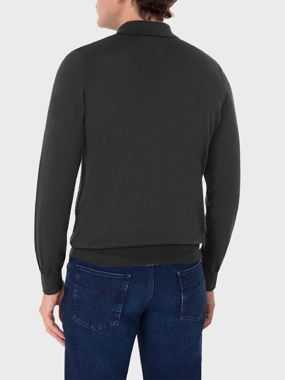 Zipped Polo with Linear Pattern