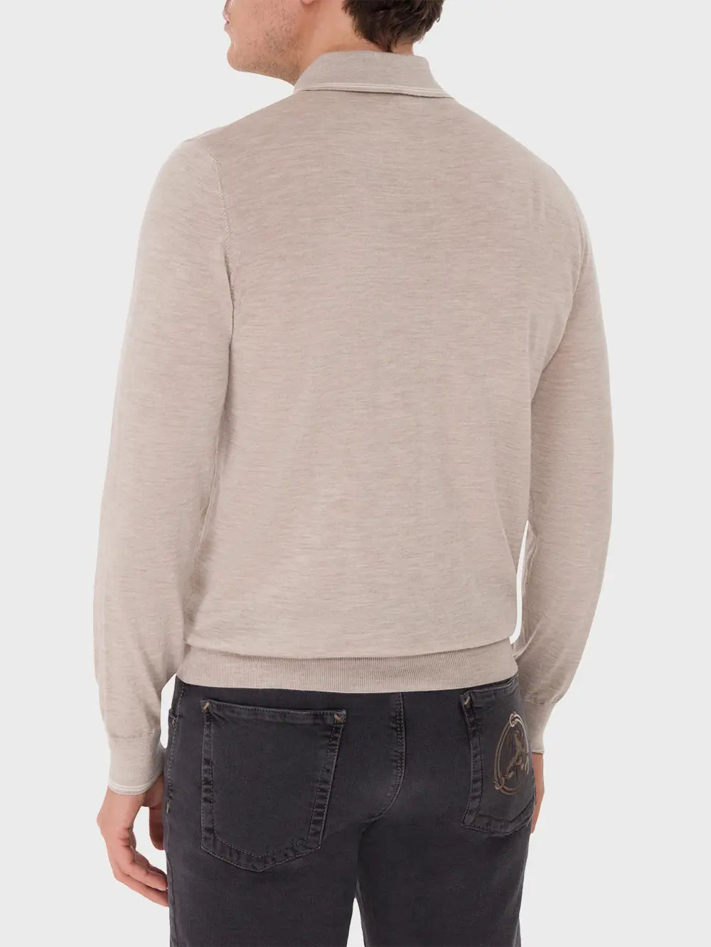 Long Sleeve Zipped Polo with Micro Griffon Embroidery