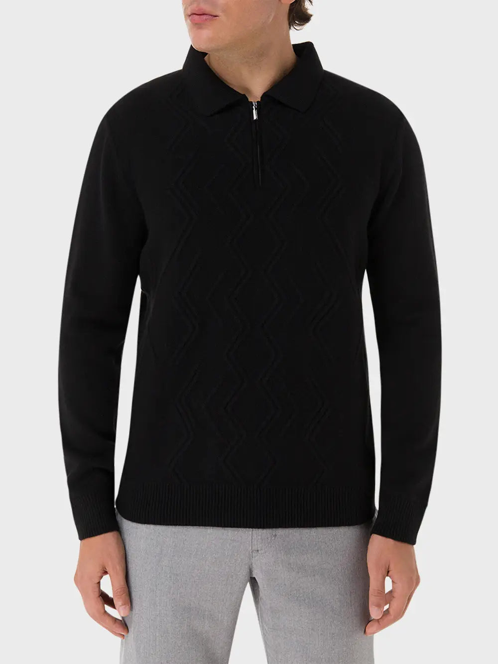 Zilli Mirror Lozenges Jacquard Weave Zipped Polo