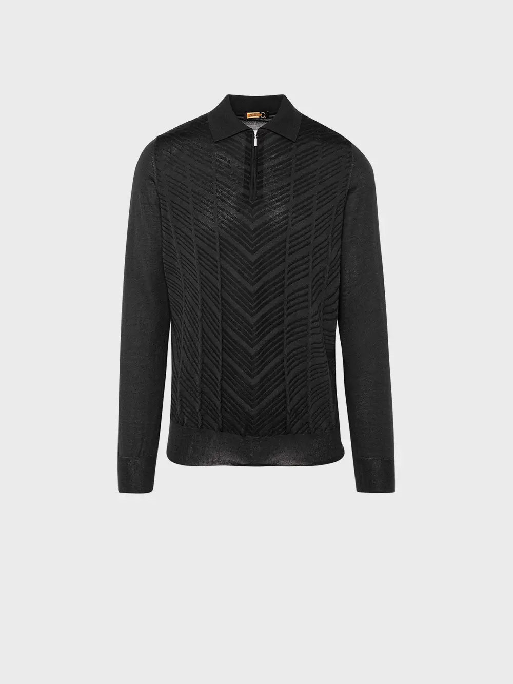 Zipped Polo with Linear Pattern