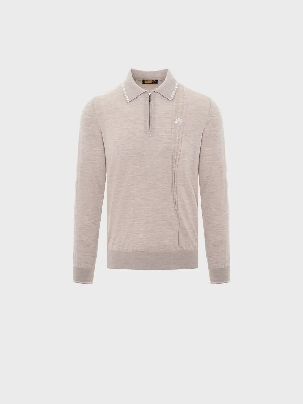Long Sleeve Zipped Polo with Micro Griffon Embroidery