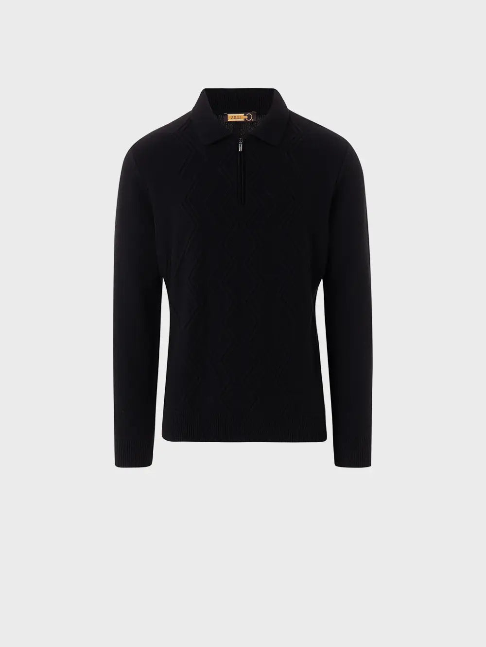 Zilli Mirror Lozenges Jacquard Weave Zipped Polo