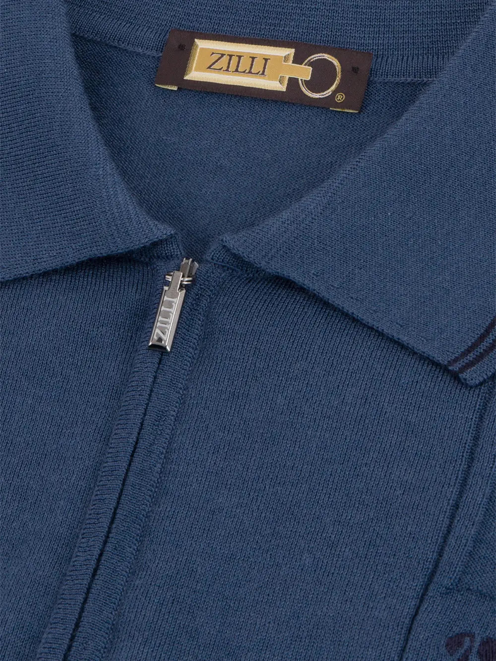 Long Sleeve Zipped Polo with Micro Griffon Embroidery