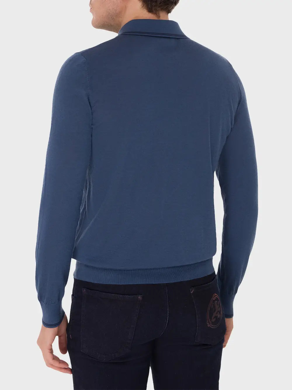 Long Sleeve Zipped Polo with Micro Griffon Embroidery