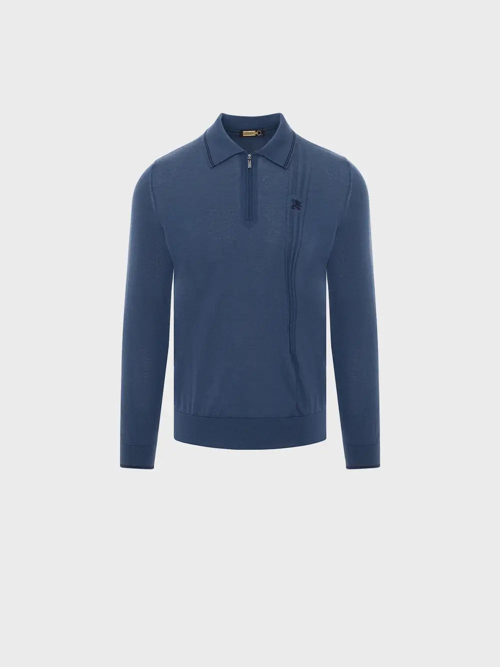 Long Sleeve Zipped Polo with Micro Griffon Embroidery