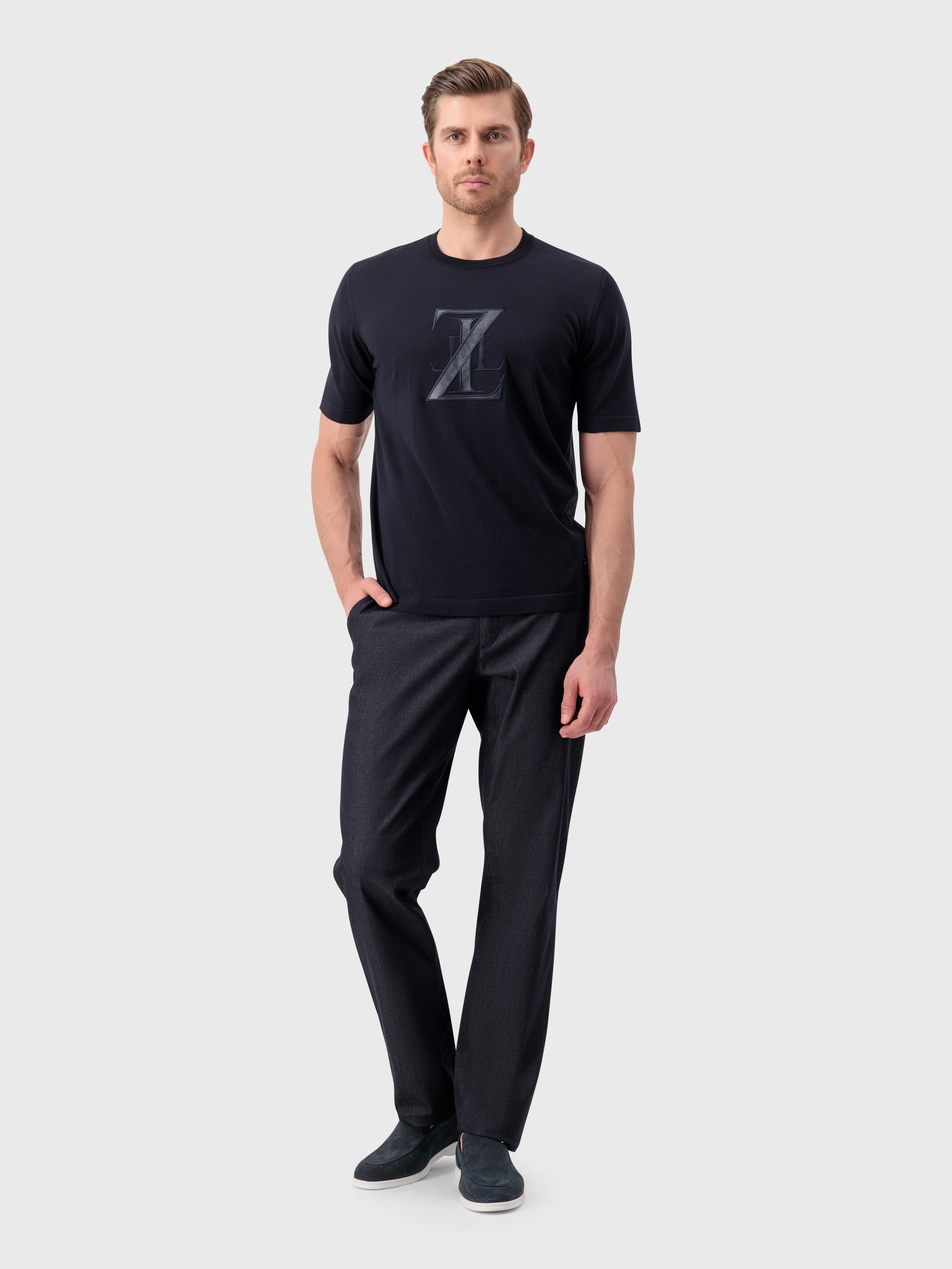 ZILLI Embroidery Cotton Shirt - Blue Navy