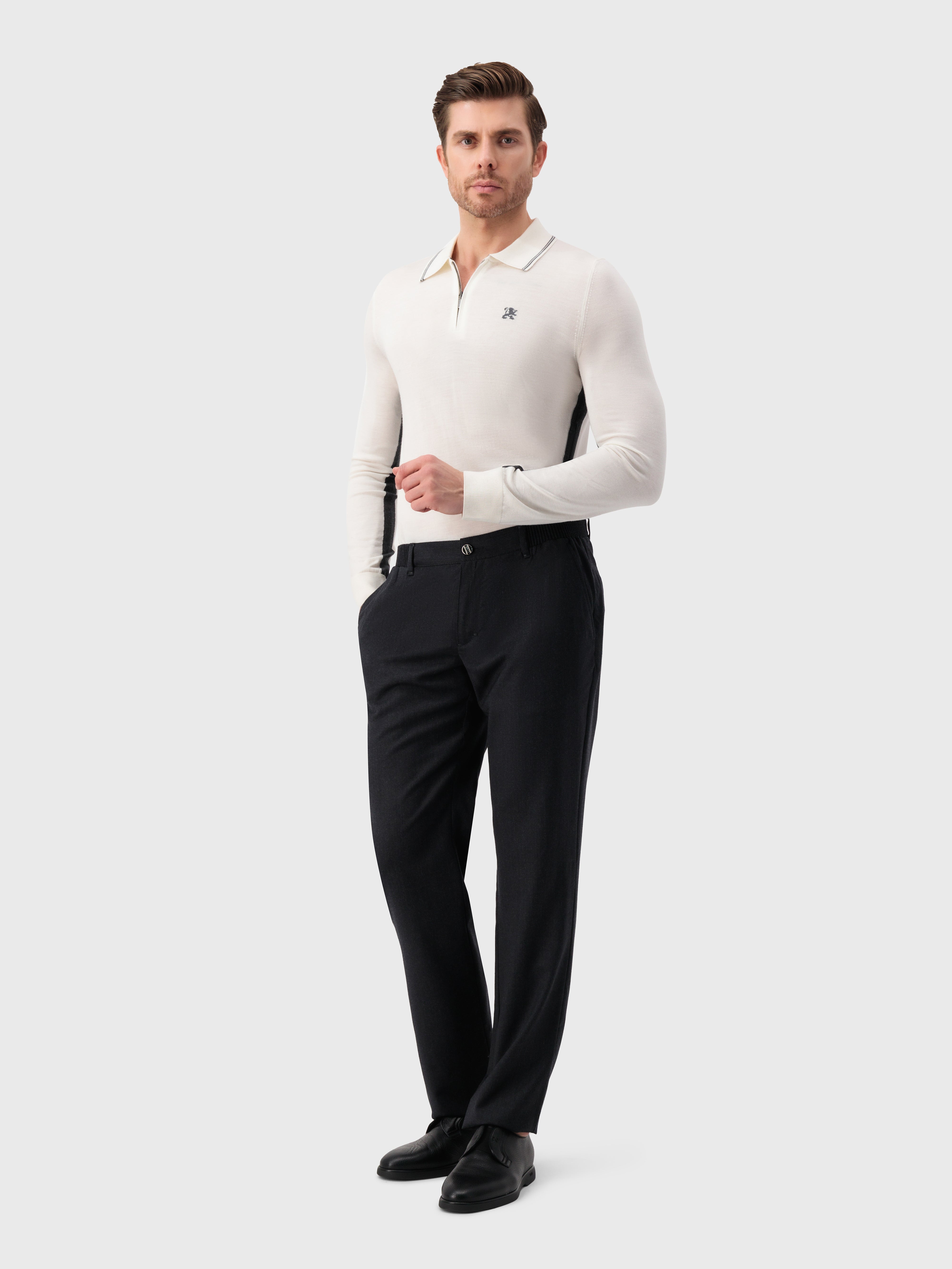 Рубашка-поло с длинным рукавом и вышивкой эмблемы грифона белая