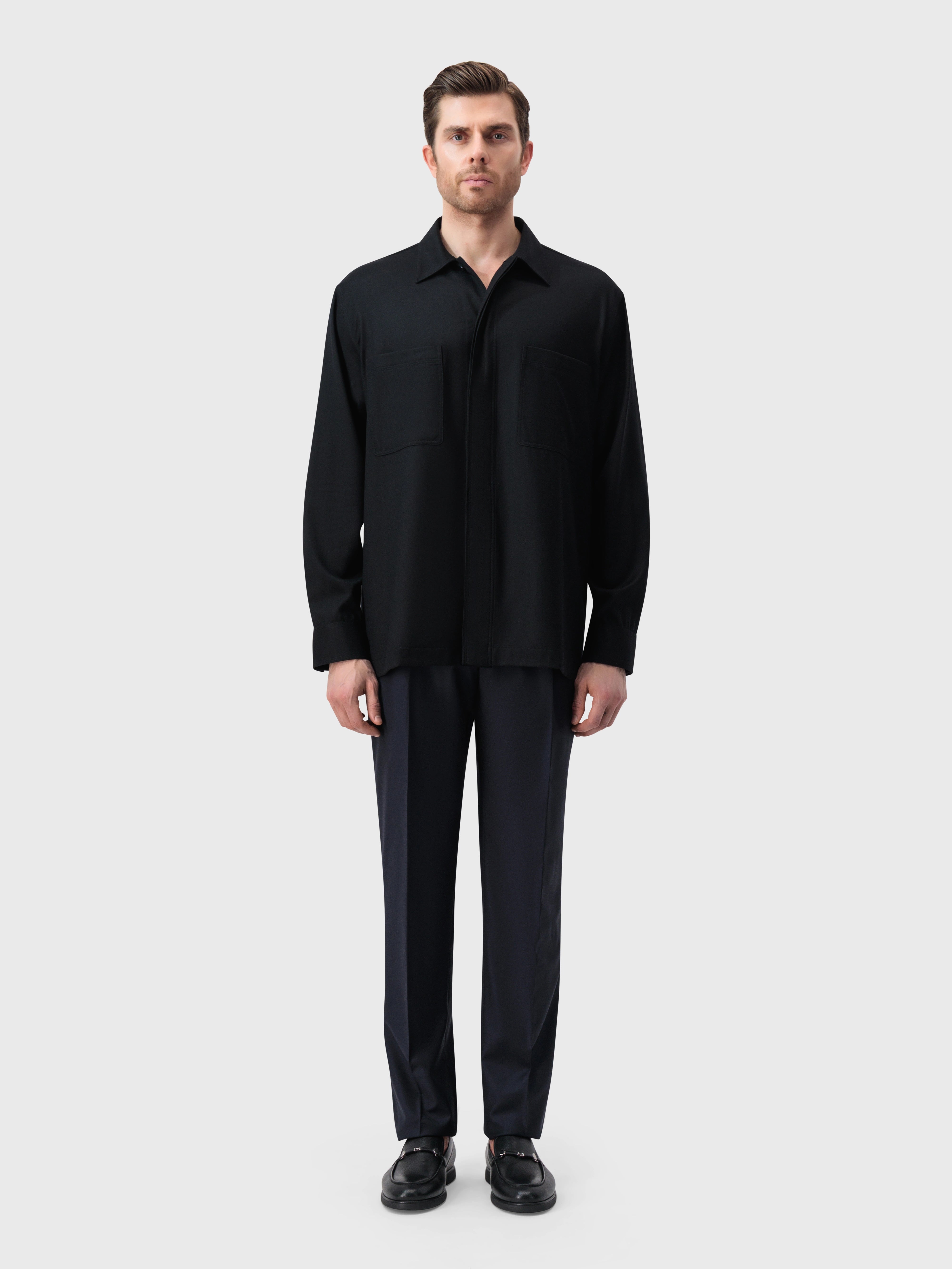 Pocket Subtly Boxy Shirt - Black