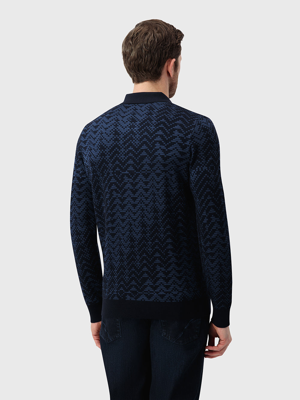 60% Wool 30% Silk 10% Cashmere Zip Polo - Dark Navy