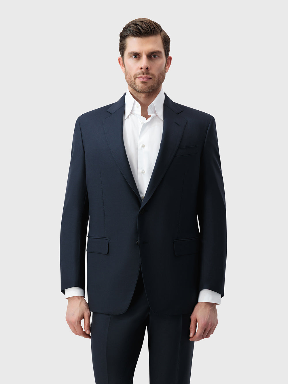 Paris Line Double-Breasted Suit in 95% Wool 5% Cashmere - Periwinkle