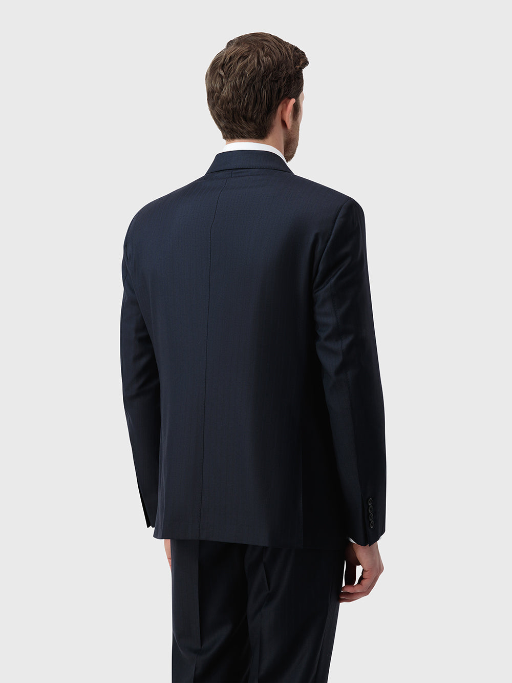 Paris Line Double-Breasted Suit in 100% Wool - Dark Navy