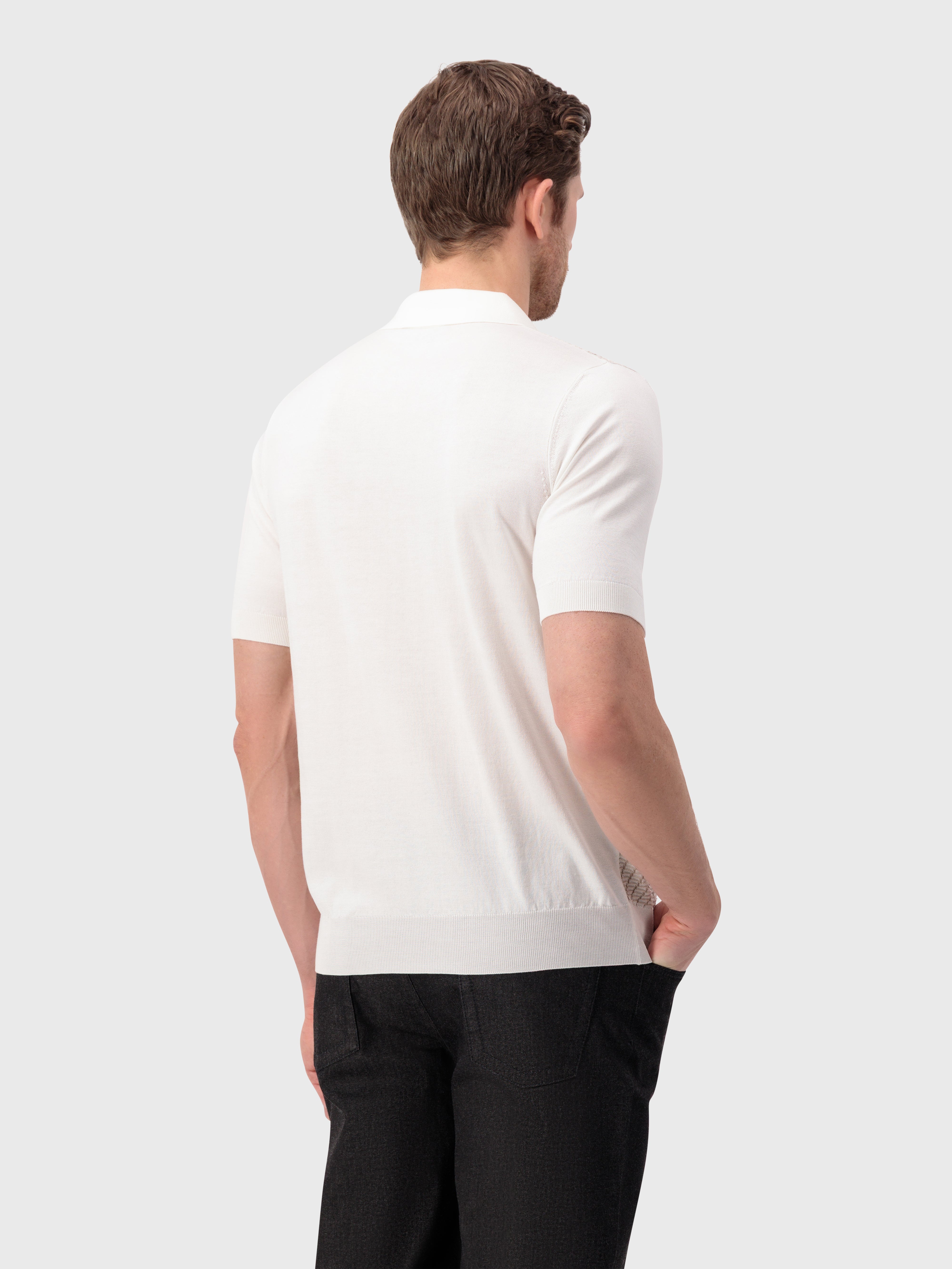 Трикотажное поло из шелка и хлопка "Корзинка" - натуральный белый