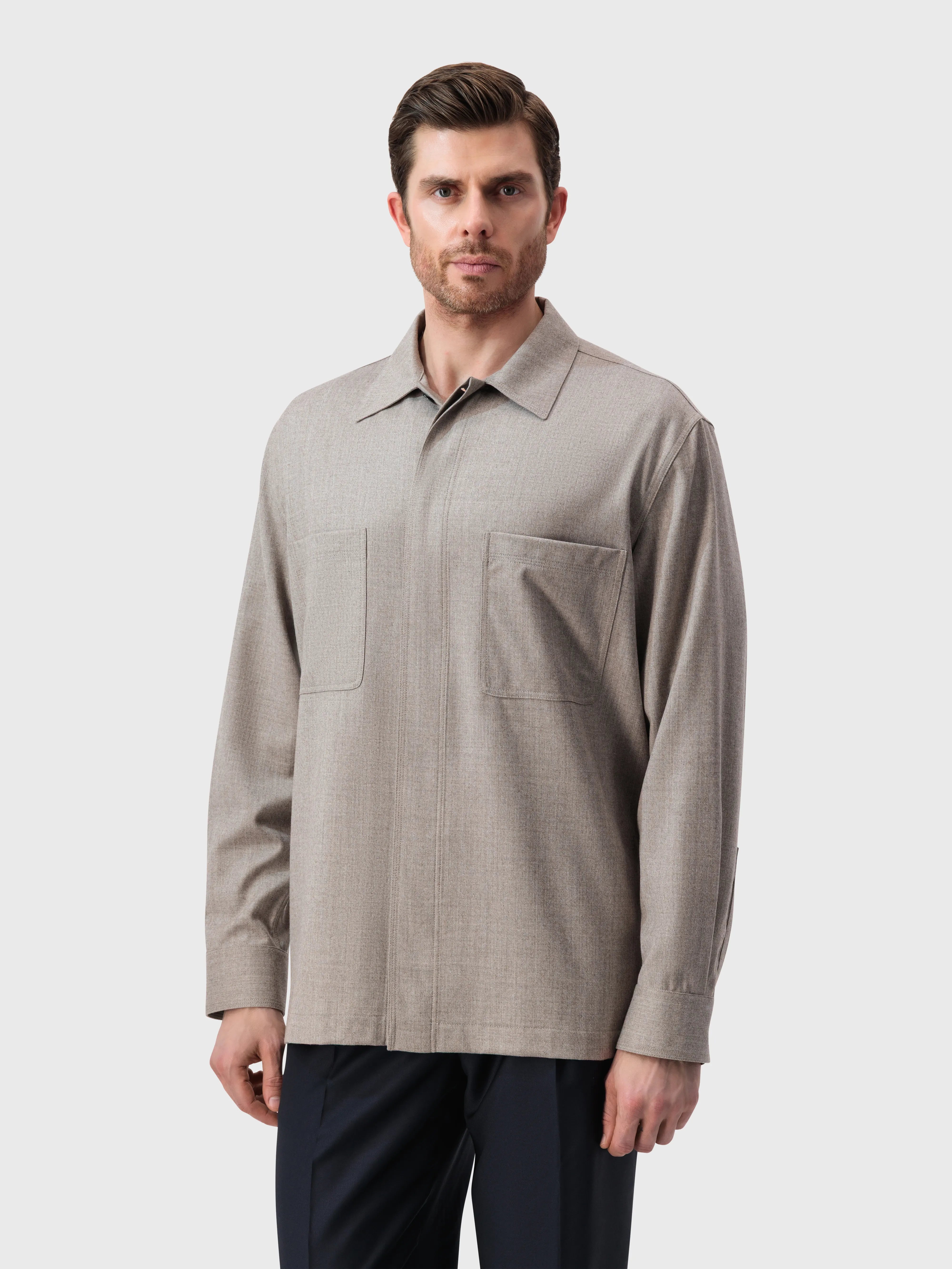 Pocket Subtly Boxy Shirt - Mink Camel
