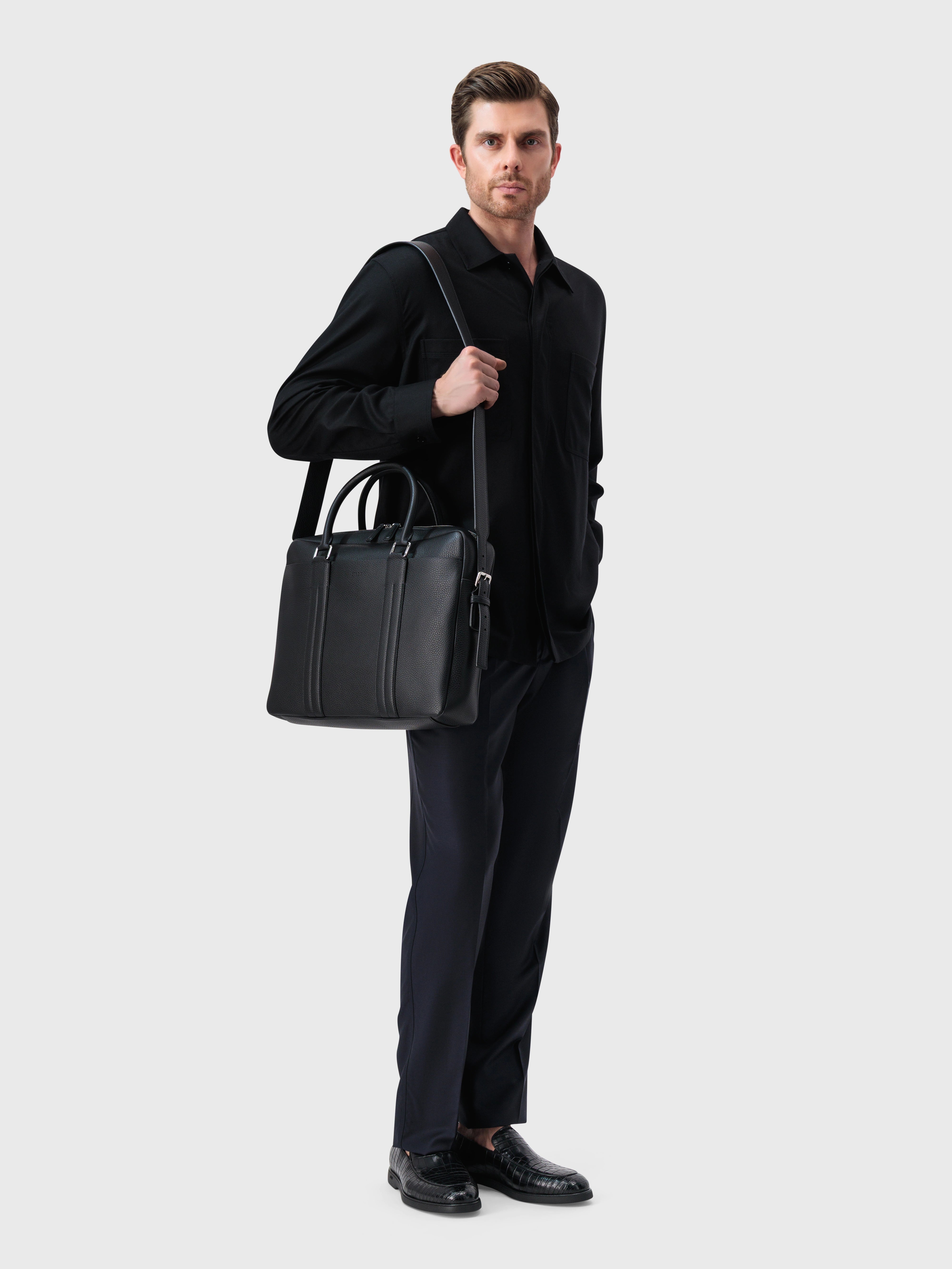 Чемодан из зернистой телячьей кожи - Черный