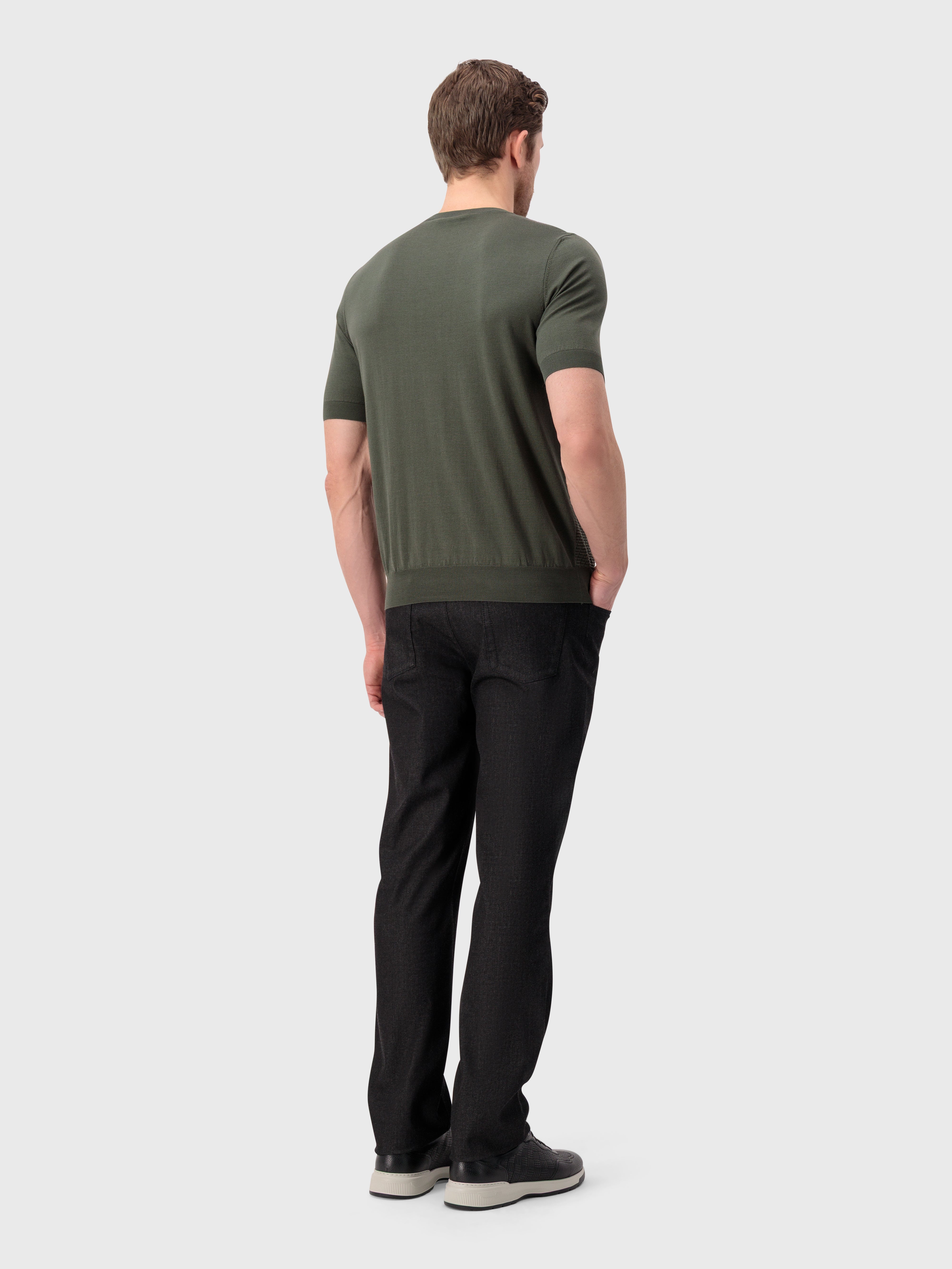 Slim Fit ZILLI Embroidery Denim Cotton Trousers - Black