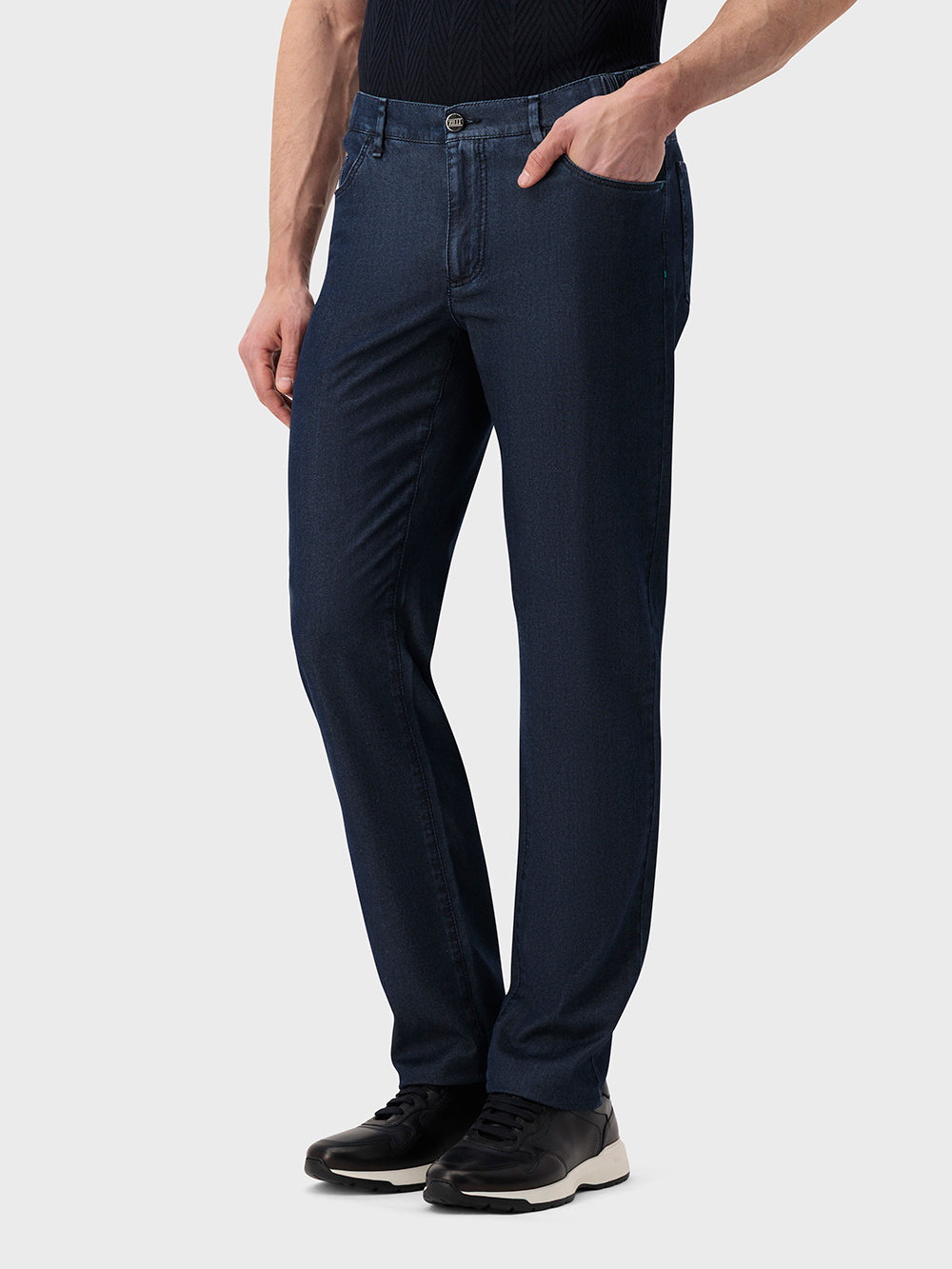 Брюки Slim Fit "Big Lion" с вышивкой из хлопкового денима - Синий