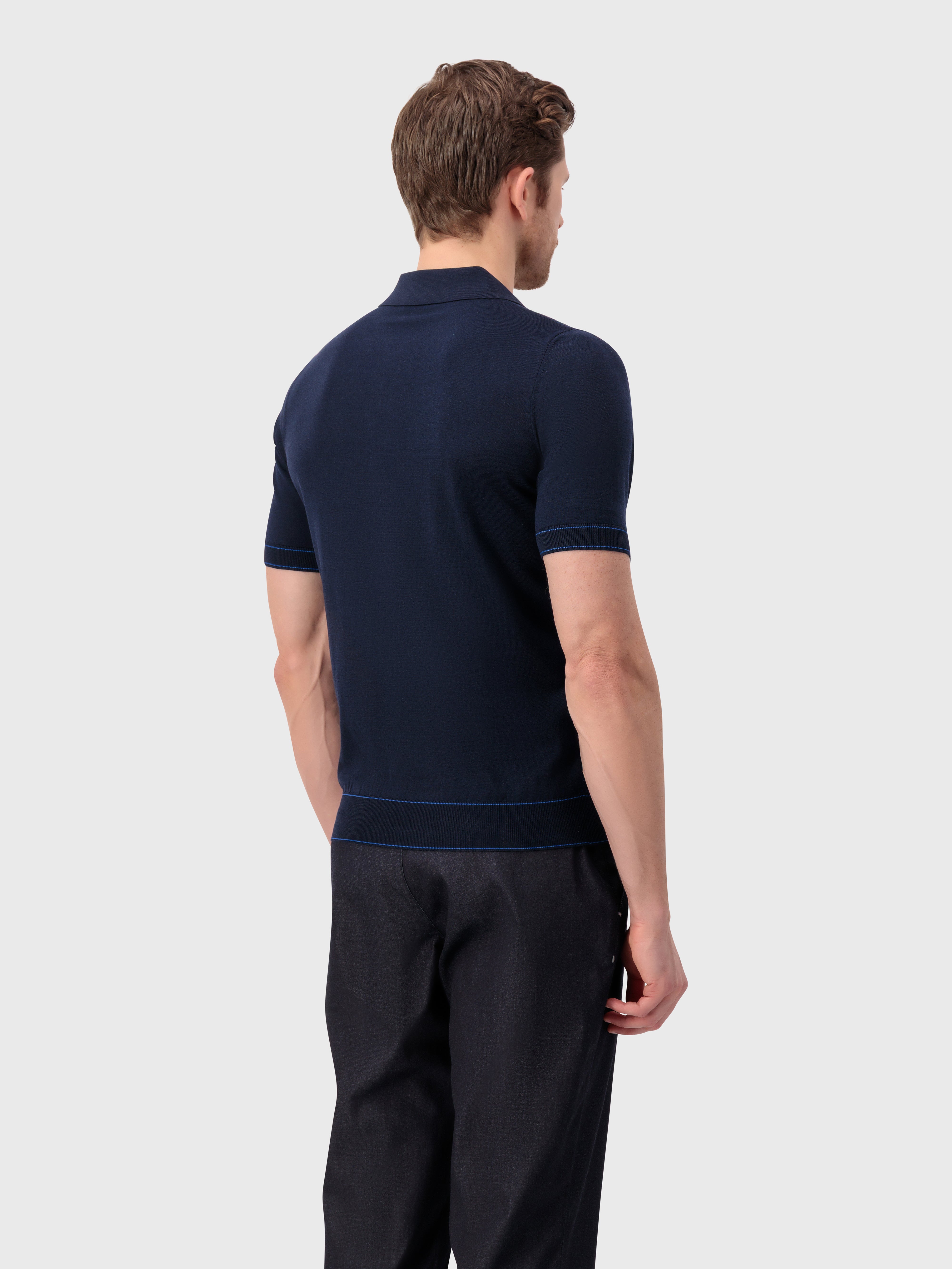 Трикотажное поло из шелка и хлопка "Shaded Argyle" - синий морской