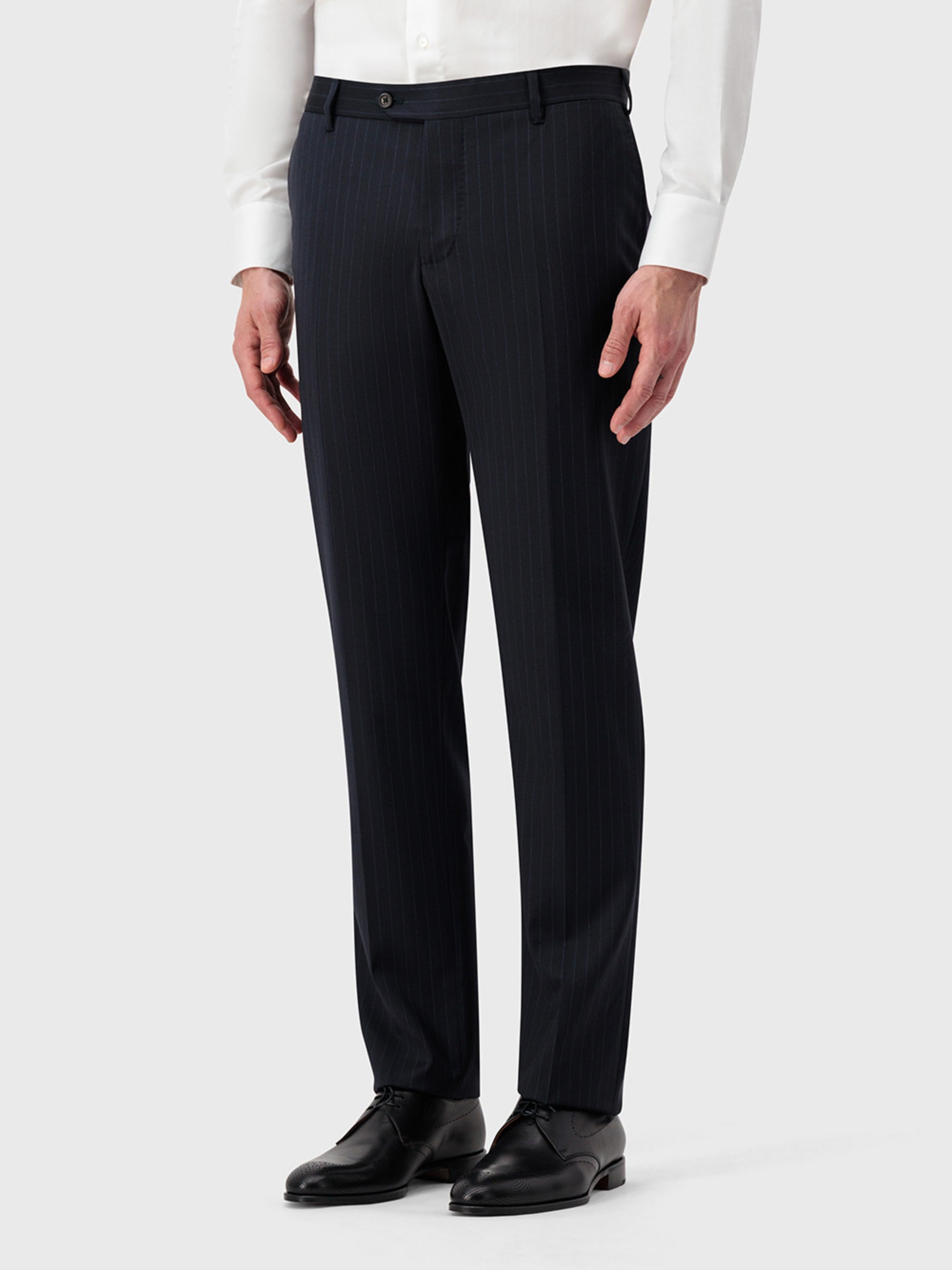 Pencil Striped Suit - Dark Navy