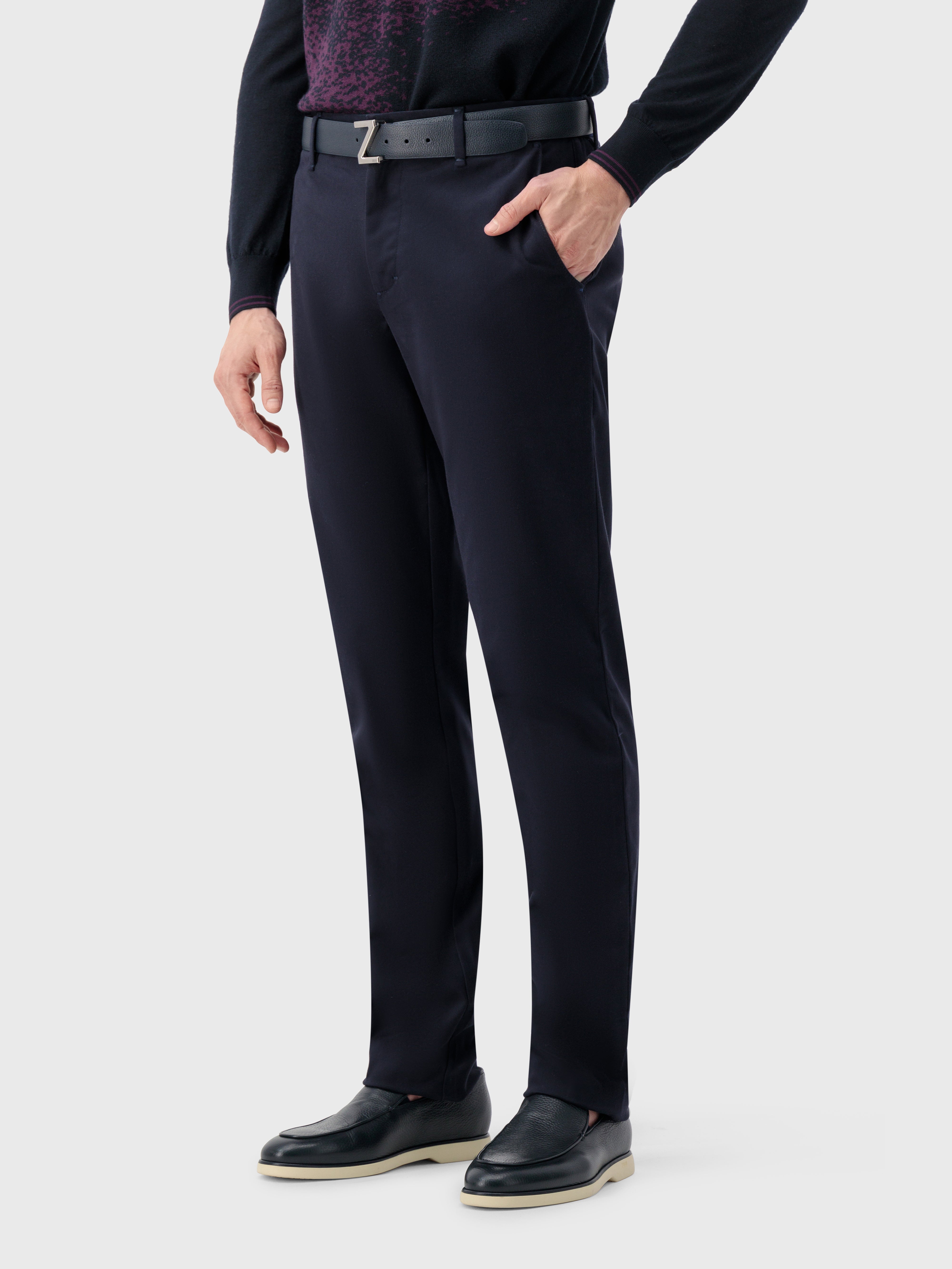 Брюки с ребристым эластичным поясом сине-морского цвета