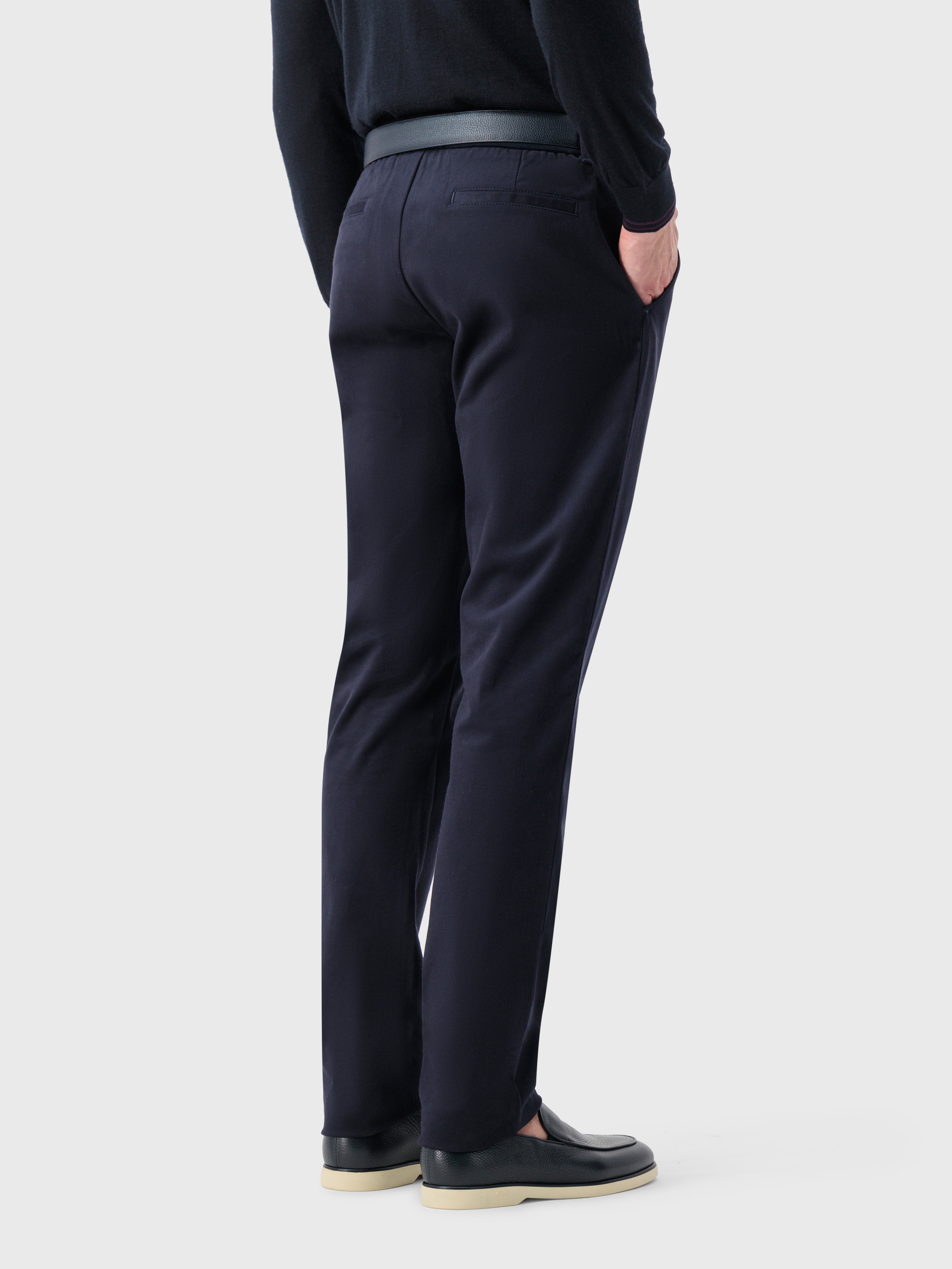 Trousers with Ribbed Elastic Waistband Blue Navy
