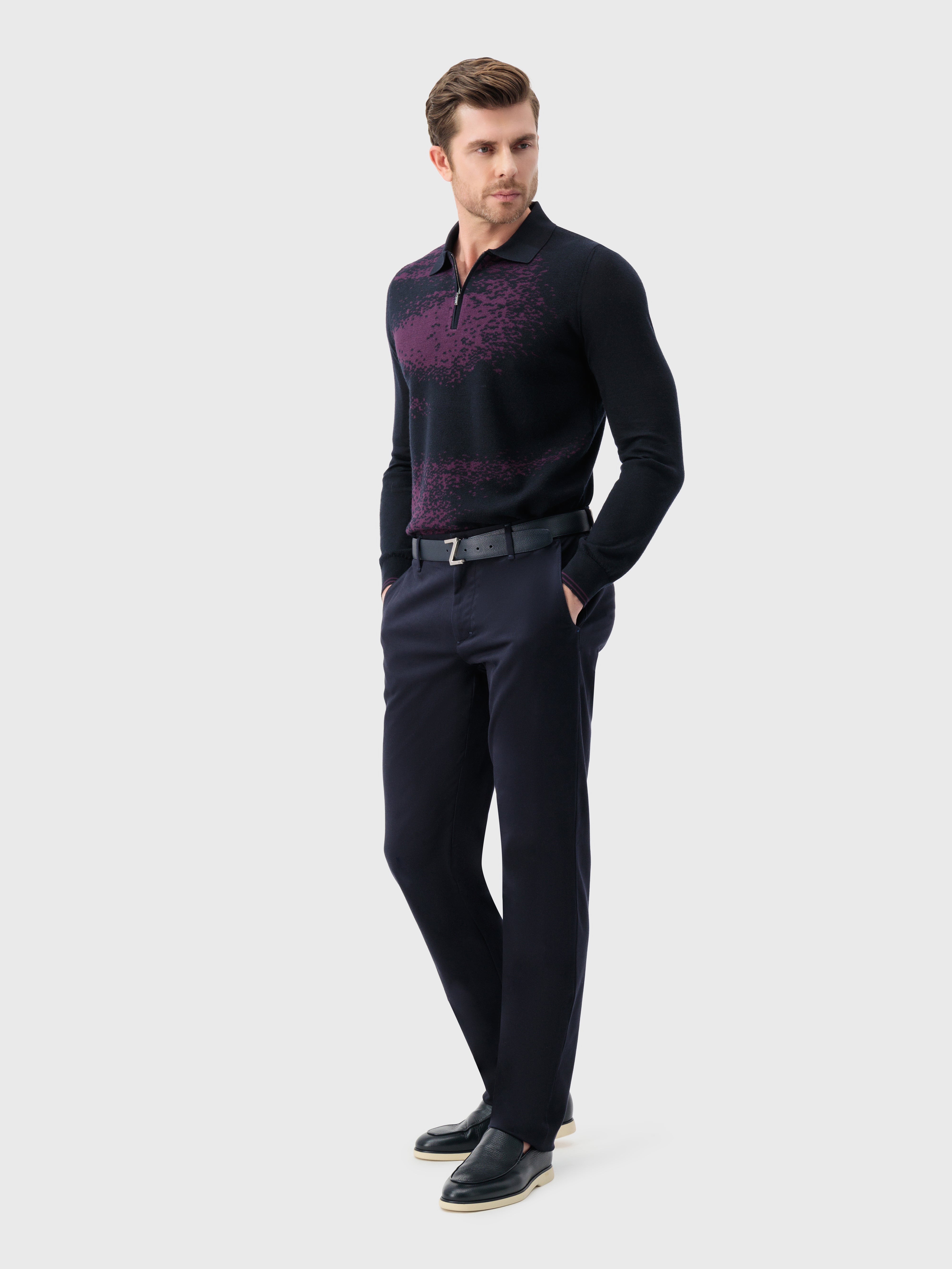 Поло с жаккардовым плетением Shadows темно-темноморского цвета