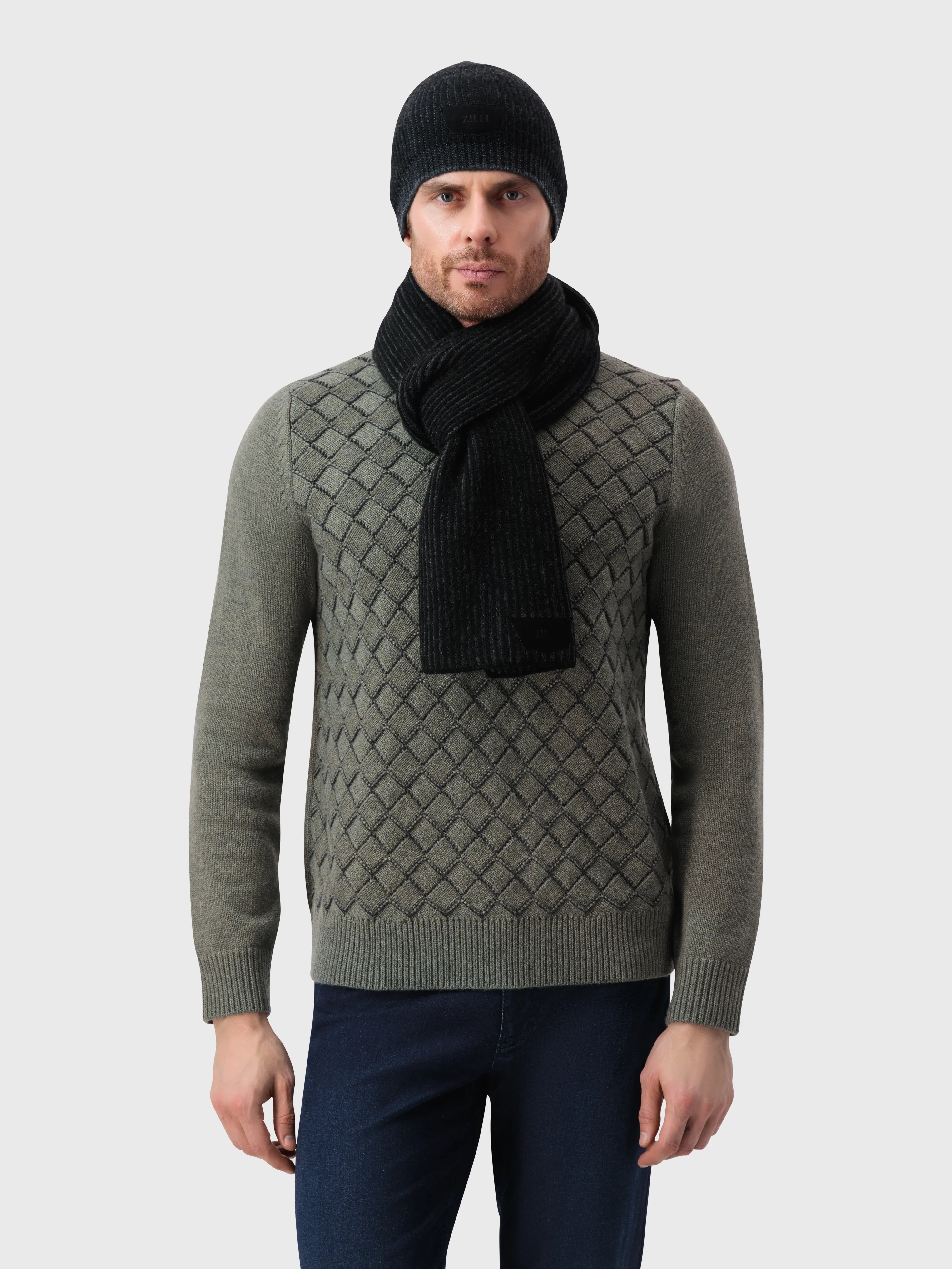 Ребристый шарф - Черный