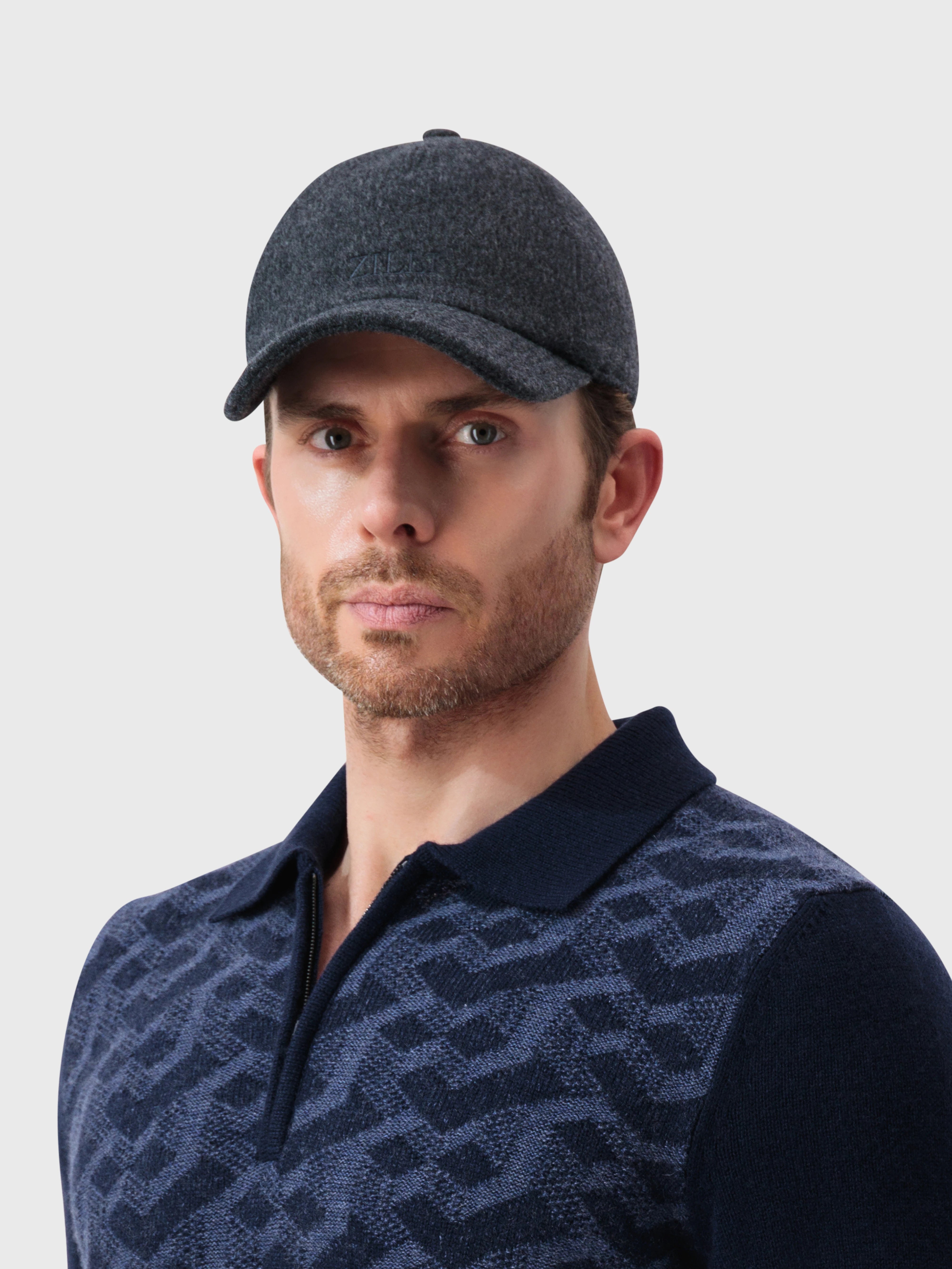 Кожаная кепка ZILLI-Patched Cap - Charcoal