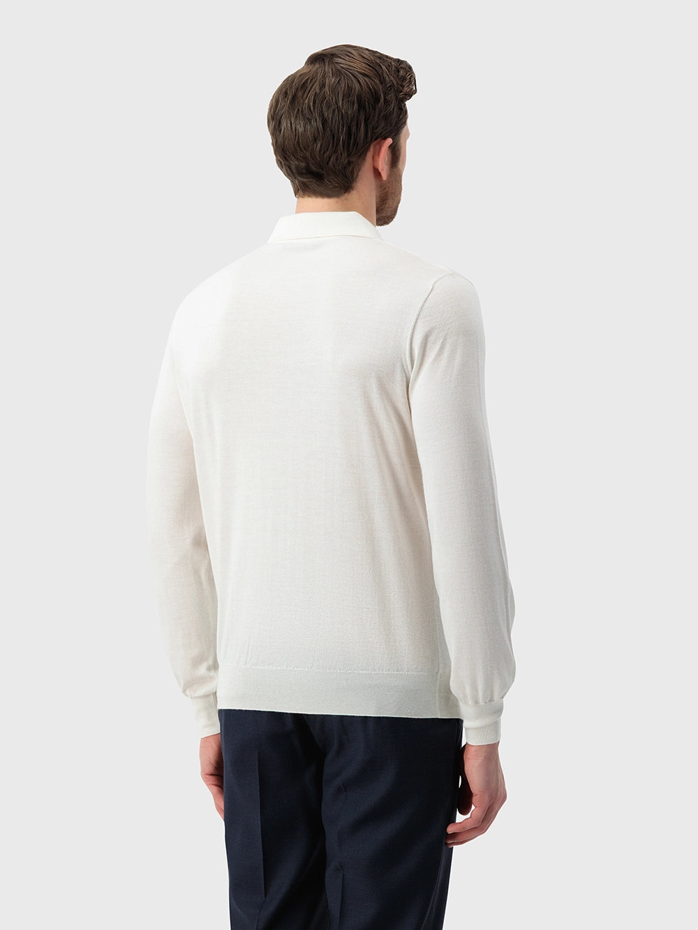 Angled Panel Polo Half-Zip Knit with Crocodile Leather Trim – Blond Fawn
