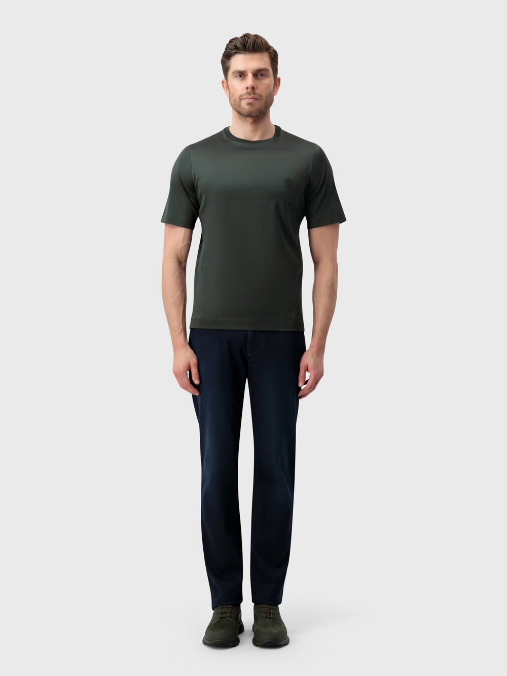 ZILLI Crest Embroidered T-Shirt - Dark Sage