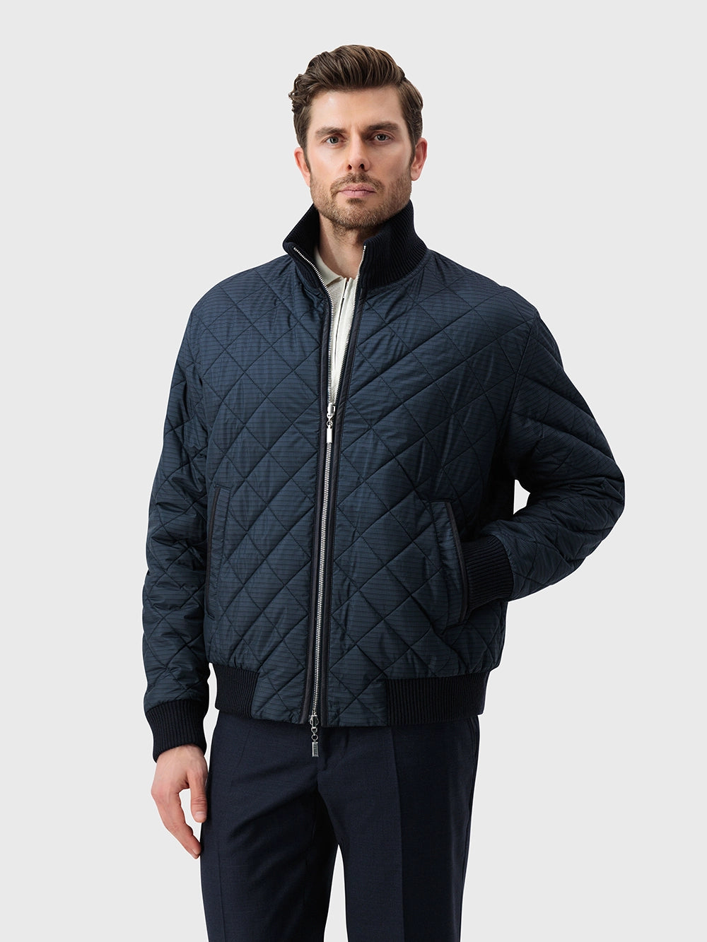 Puffer Jacket with Modular Zip Construction - Dark Navy