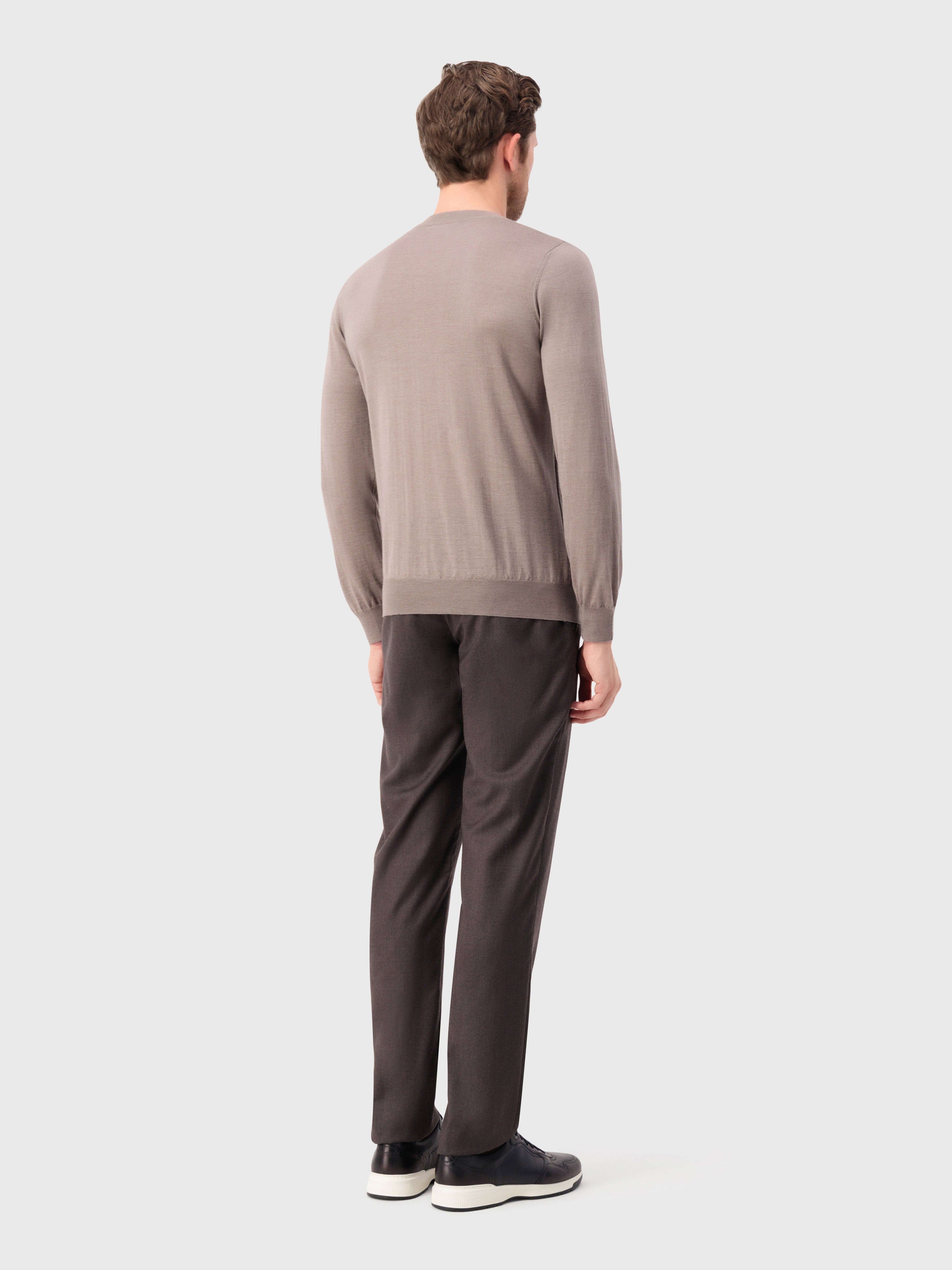 Cashmere and Silk Crew Neck Sweater Taupe