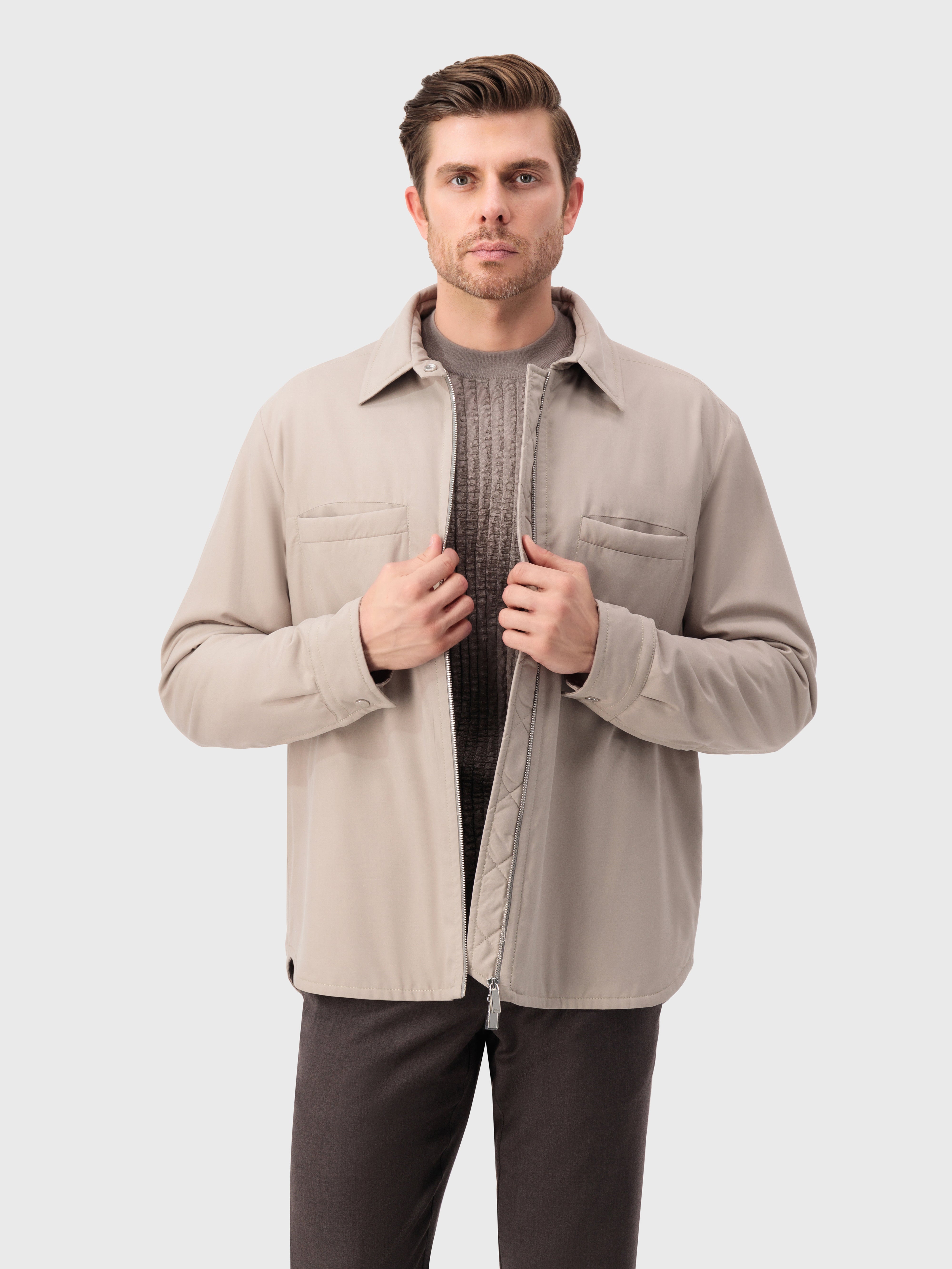 Silk and Wool Blouson Blonde Fawn