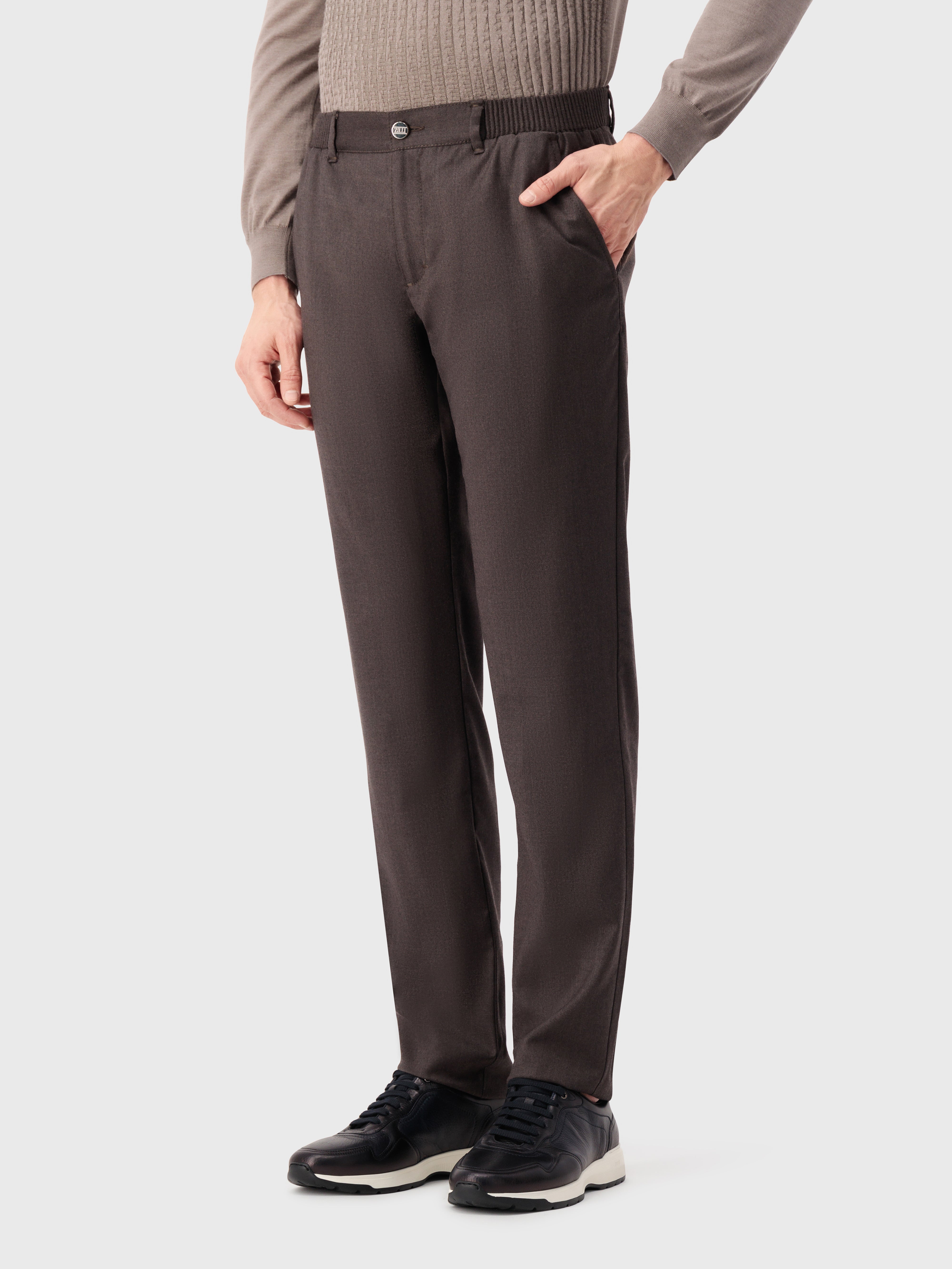 Шерстяные брюки коричневого цвета