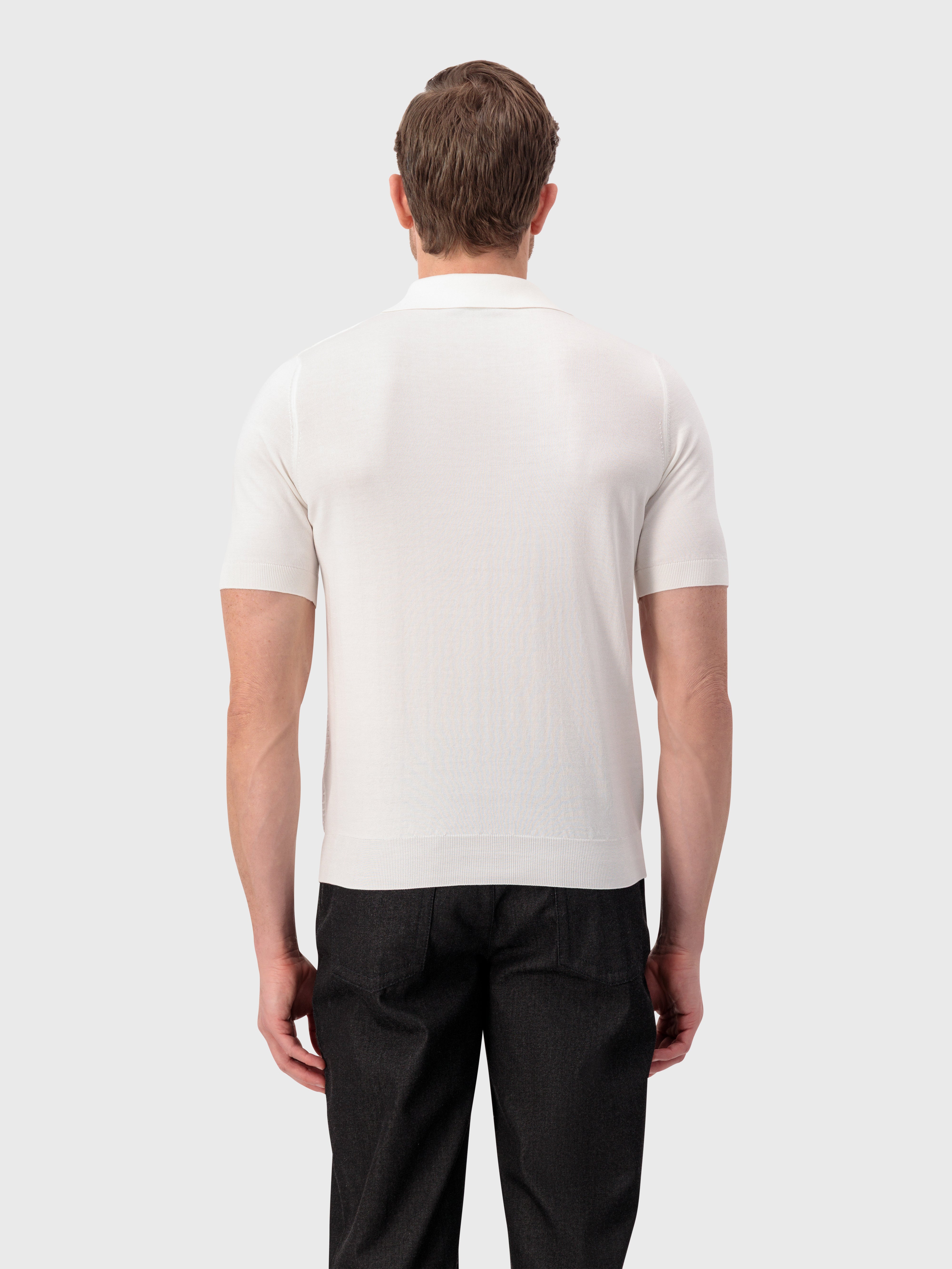 Трикотажное поло из шелка и хлопка - натуральный белый