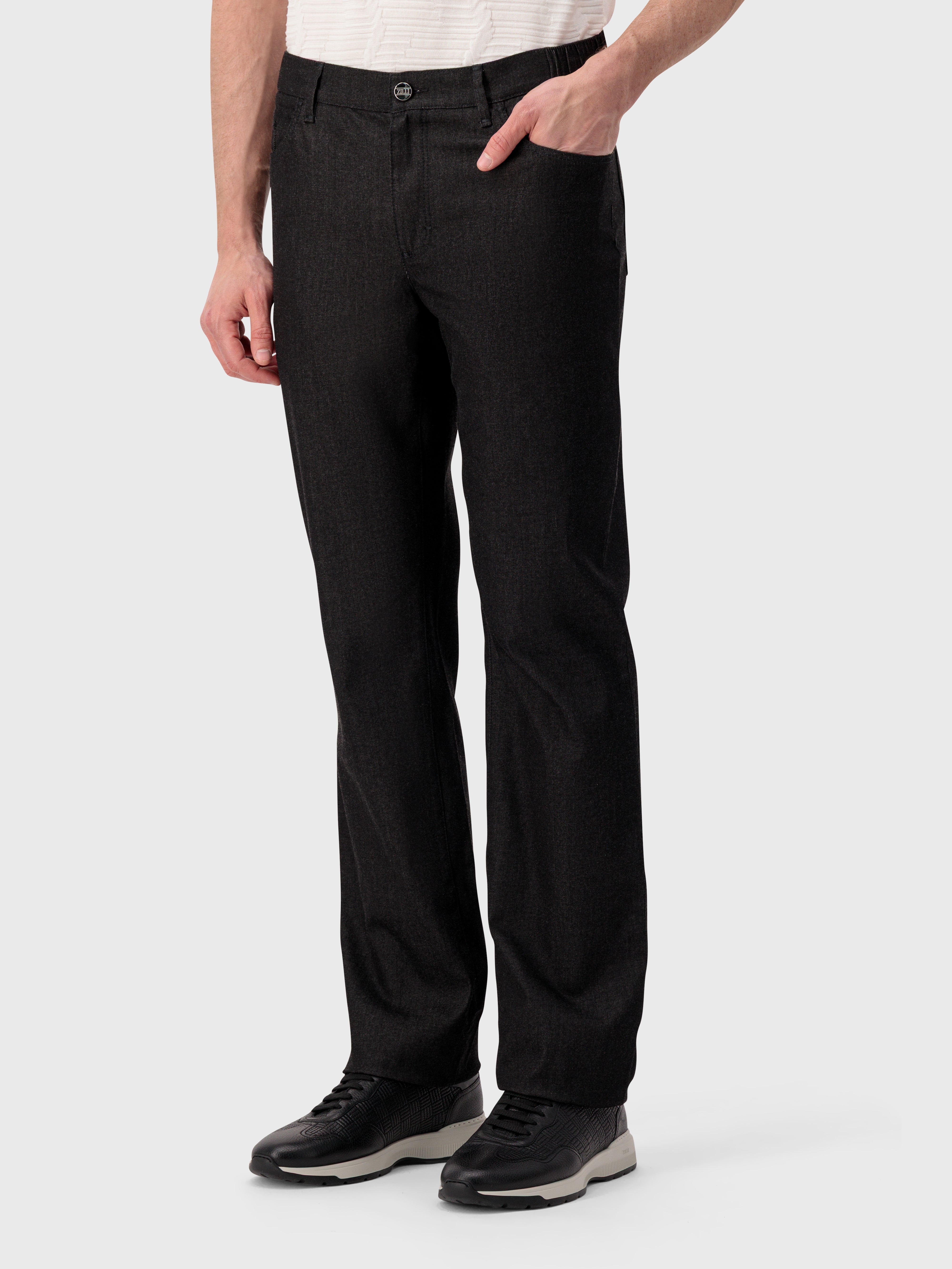 Хлопковые брюки из денима с вышивкой ZILLI Regular Fit - Черный