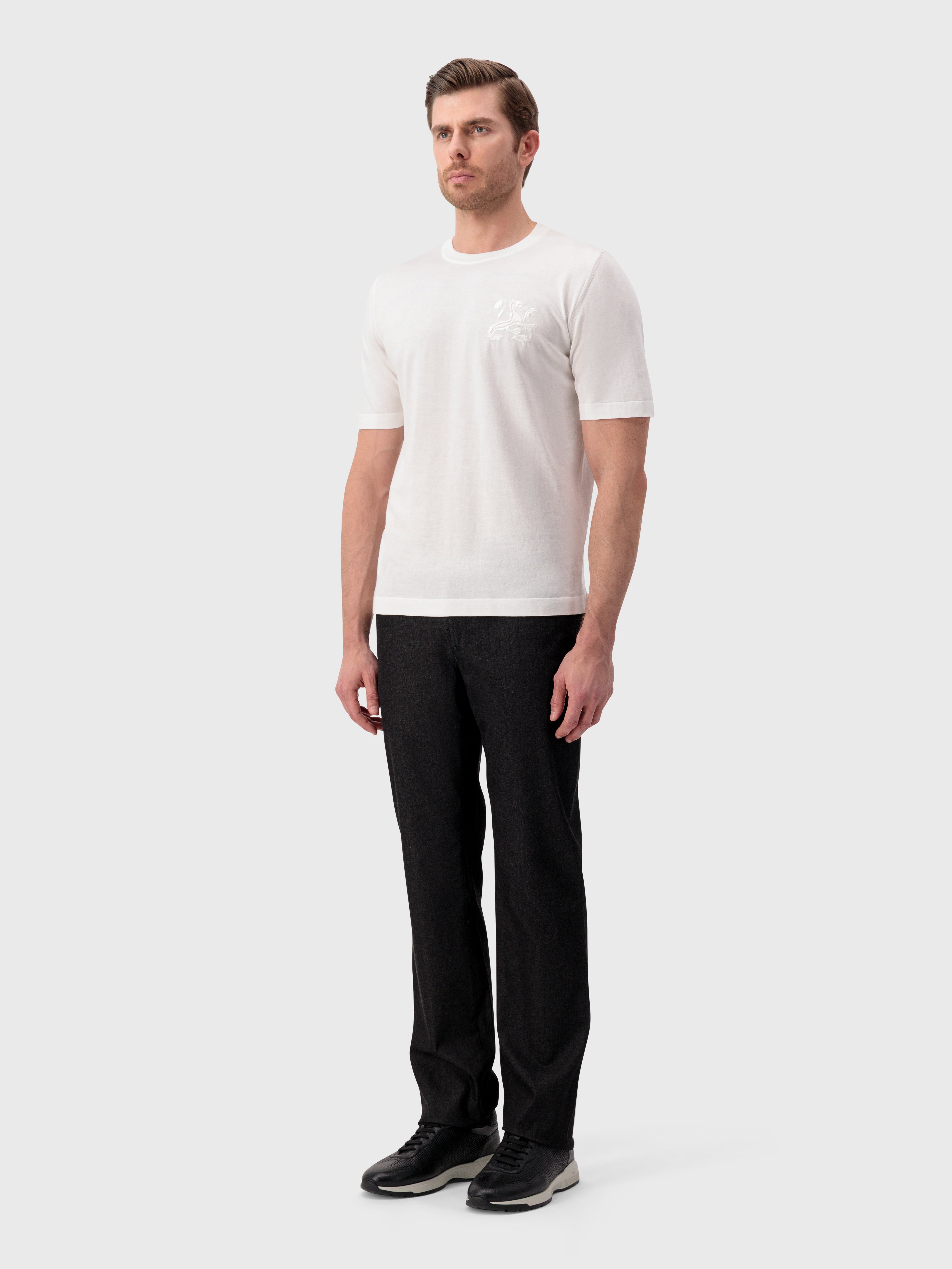 "Big Lion" Piquet Cotton Shirt - Natural White