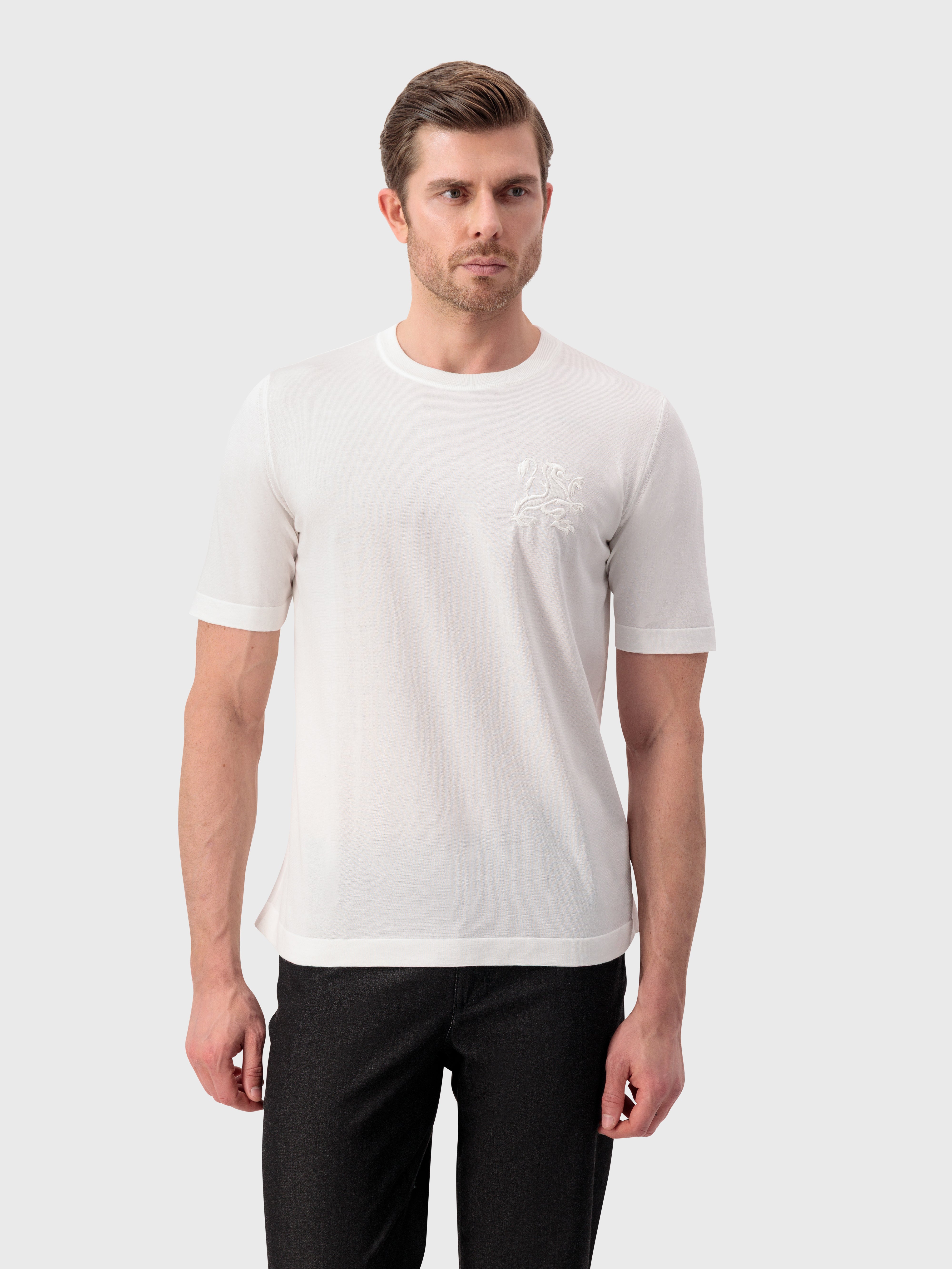 "Big Lion" Piquet Cotton Shirt - Natural White