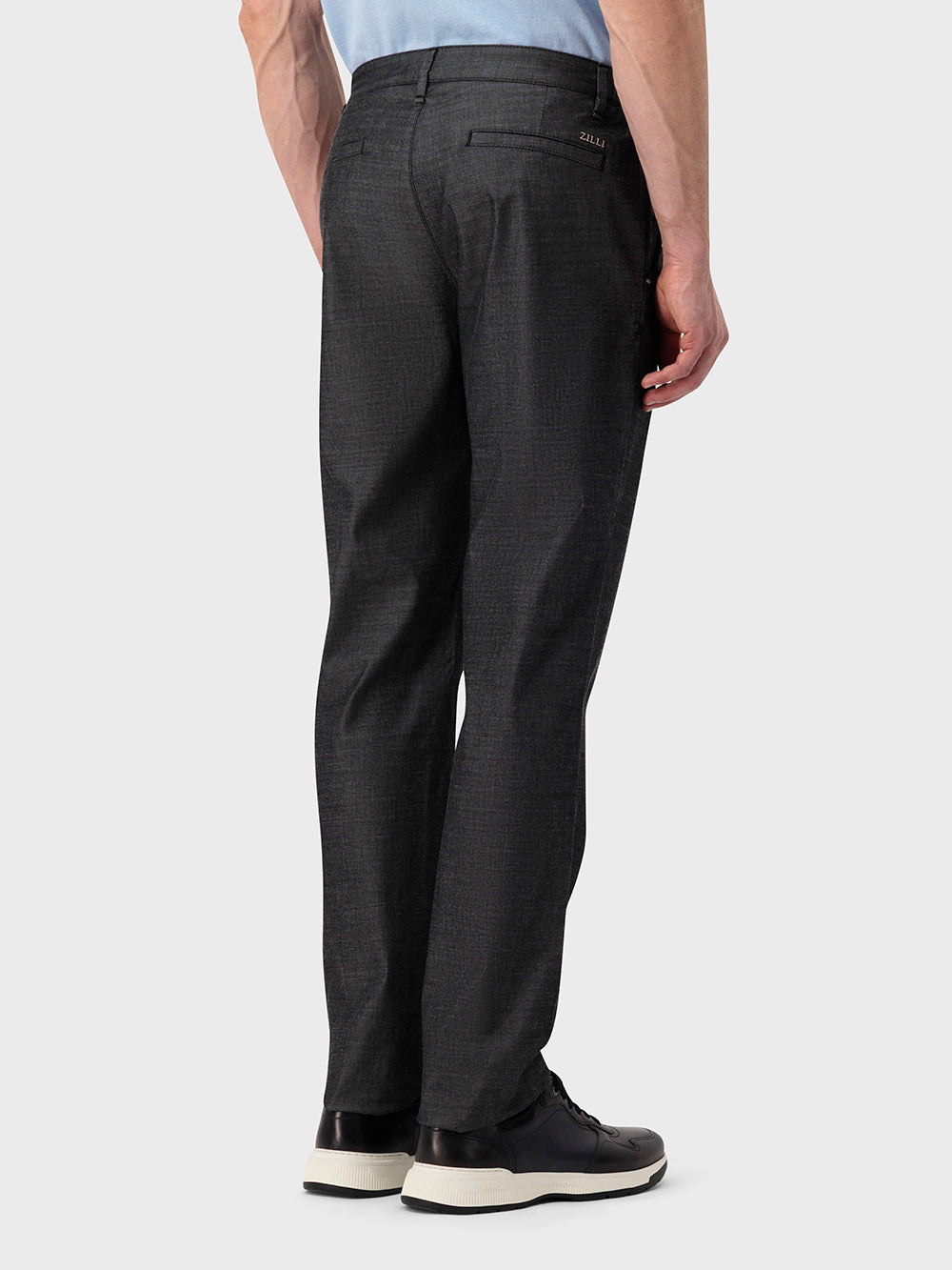 Slim Fit Cotton Trousers - Black