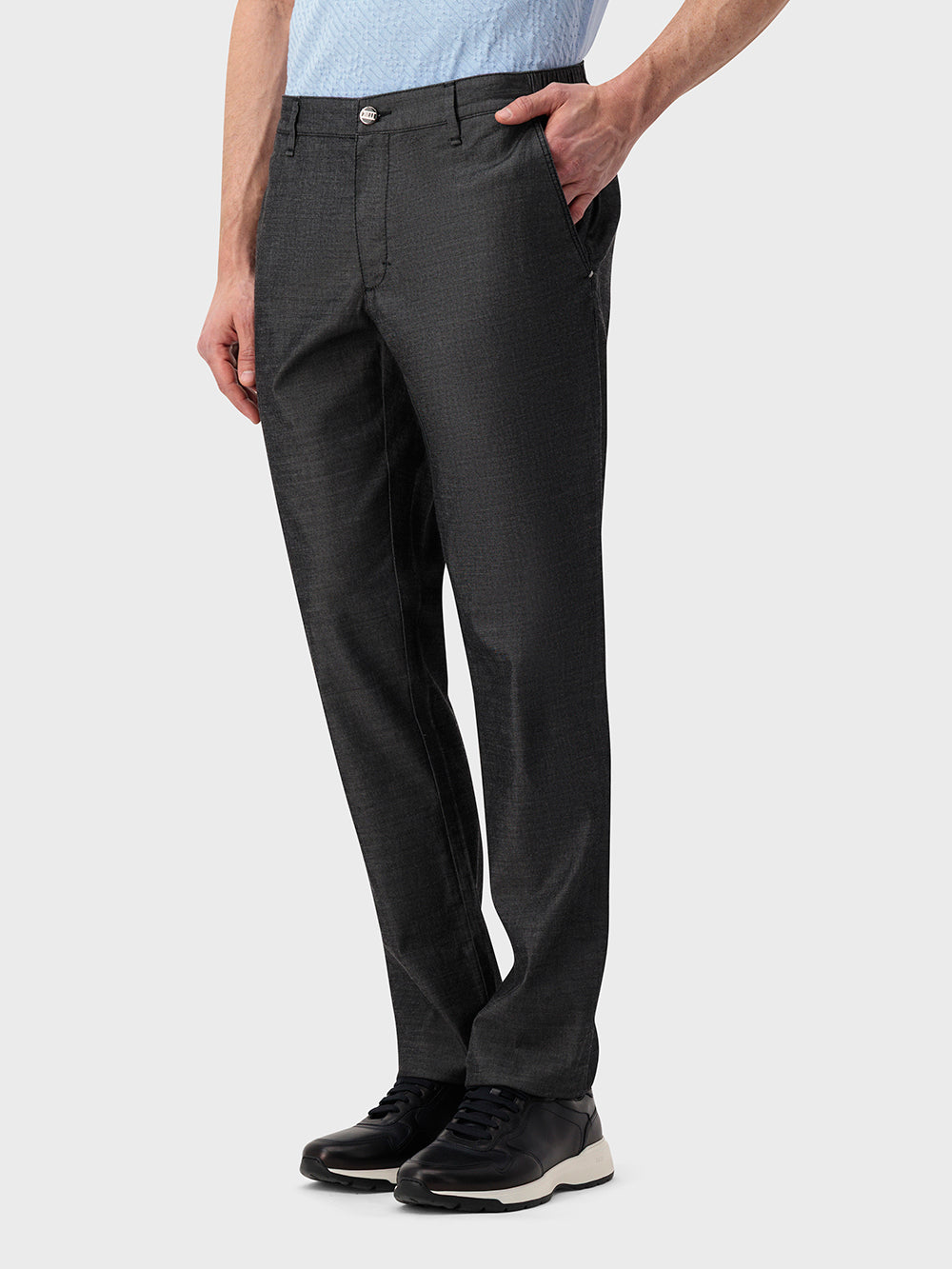 Slim Fit Cotton Trousers - Black