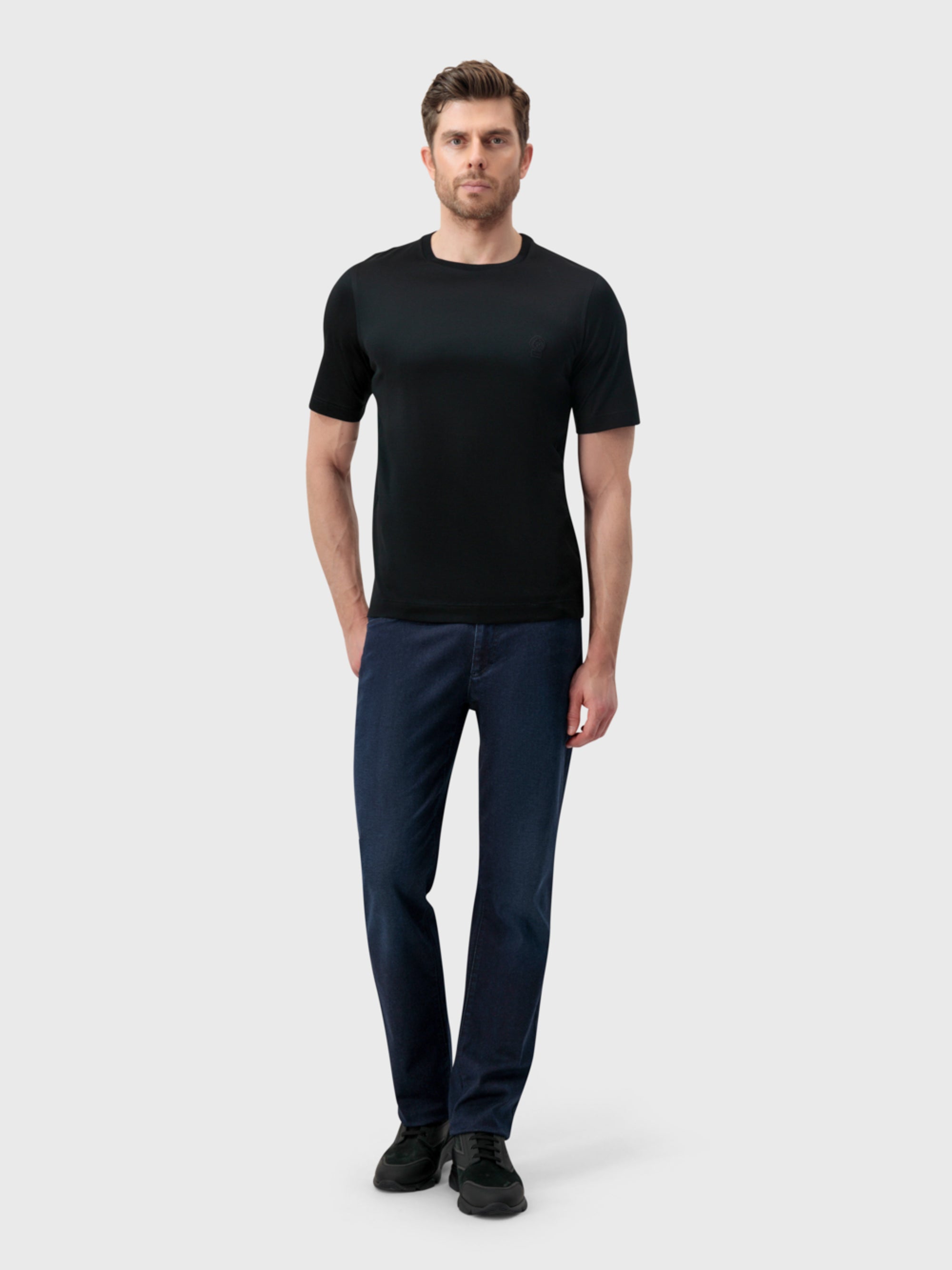 ZILLI Crest Embroidered T-Shirt - Black