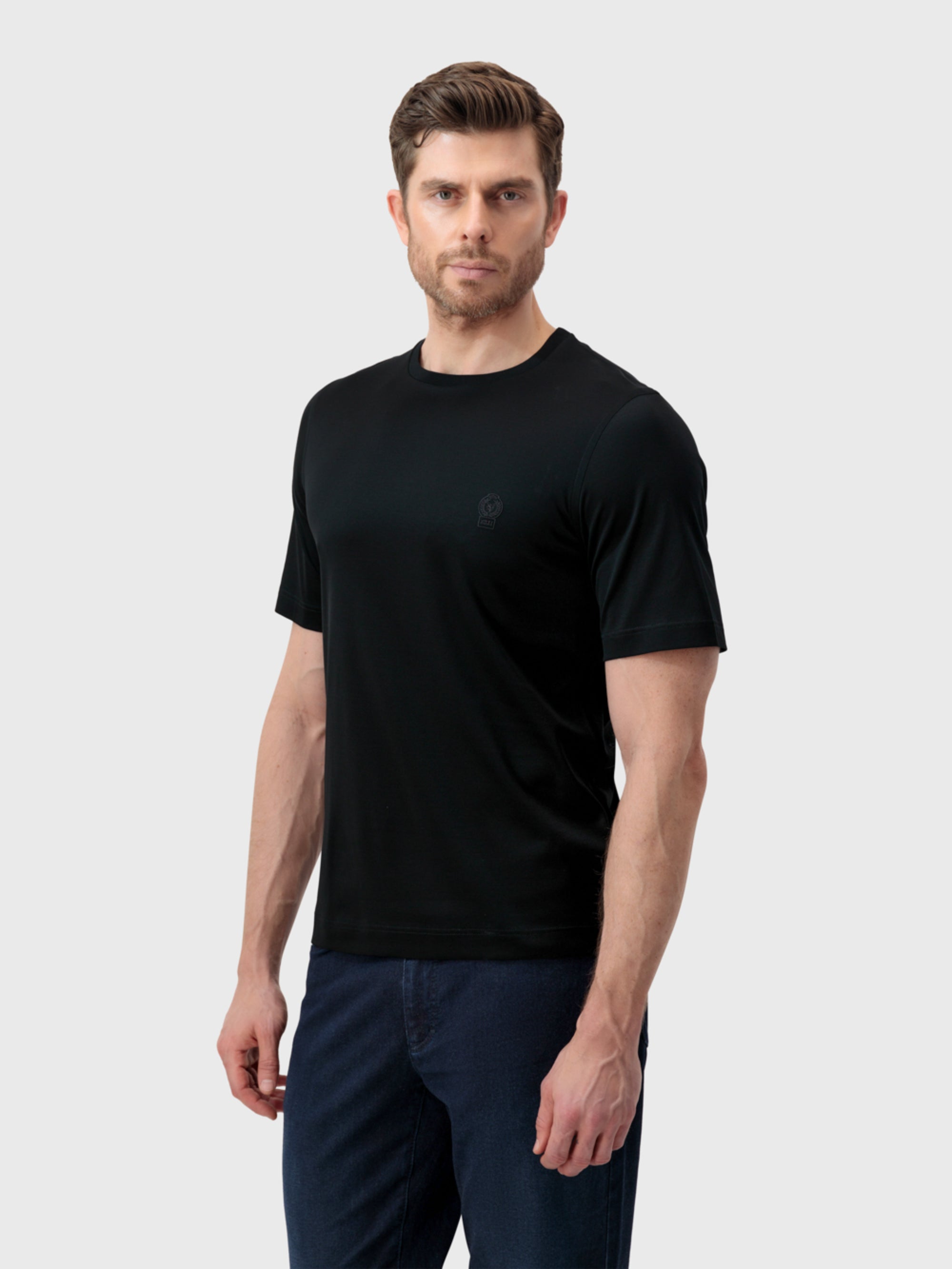 ZILLI Crest Embroidered T-Shirt - Black